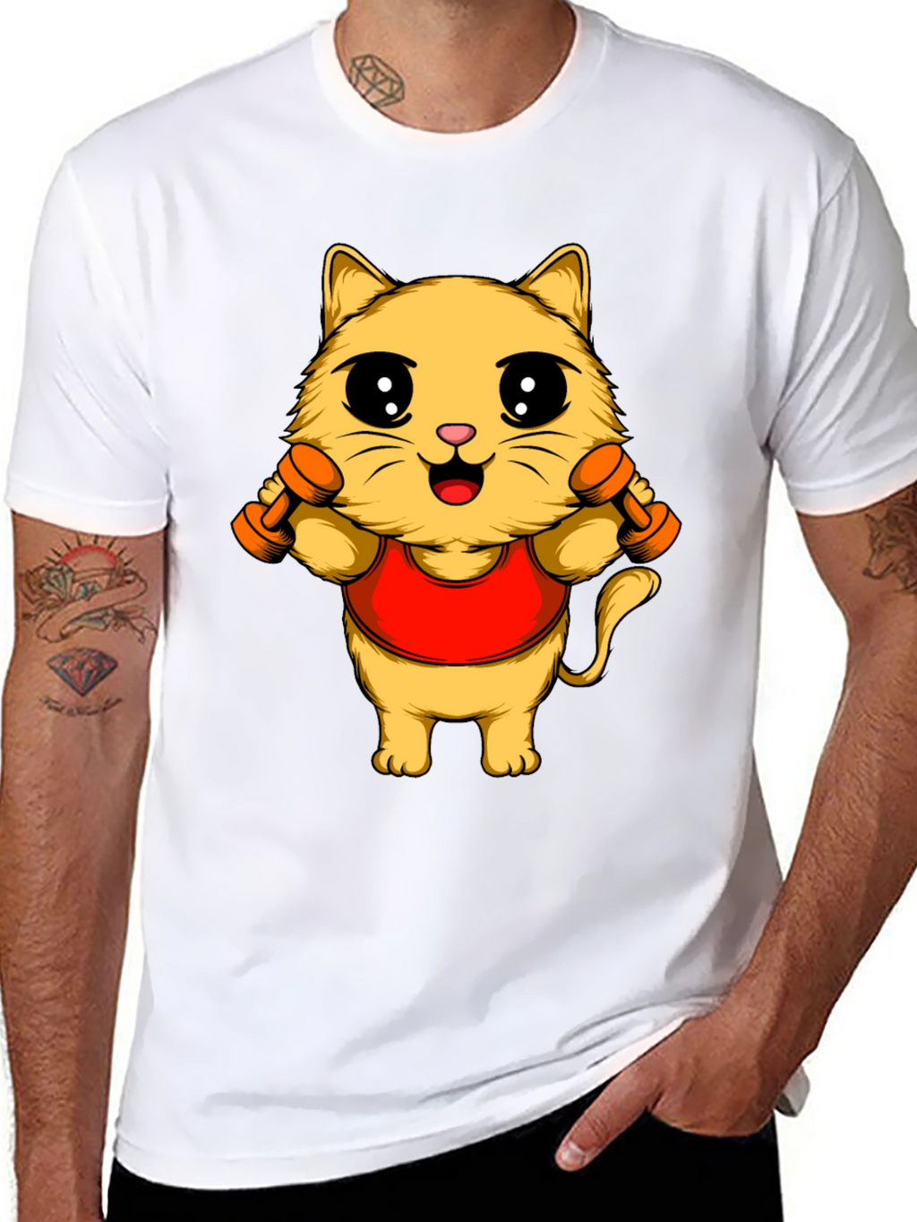 Funny Cat Gym T-Shirt - Workout Kitten Tee