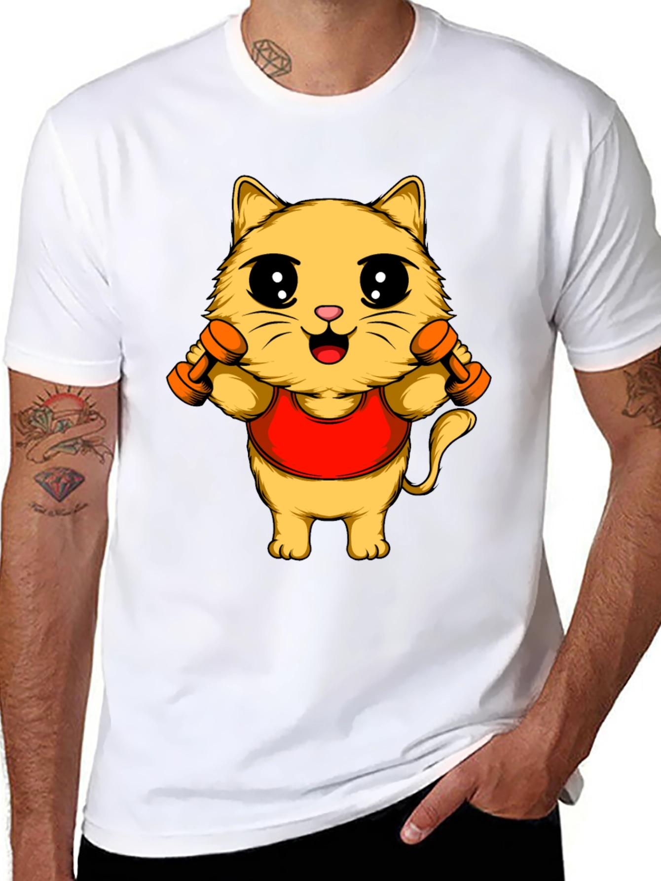Funny Cat Gym T-Shirt - Workout Kitten Tee