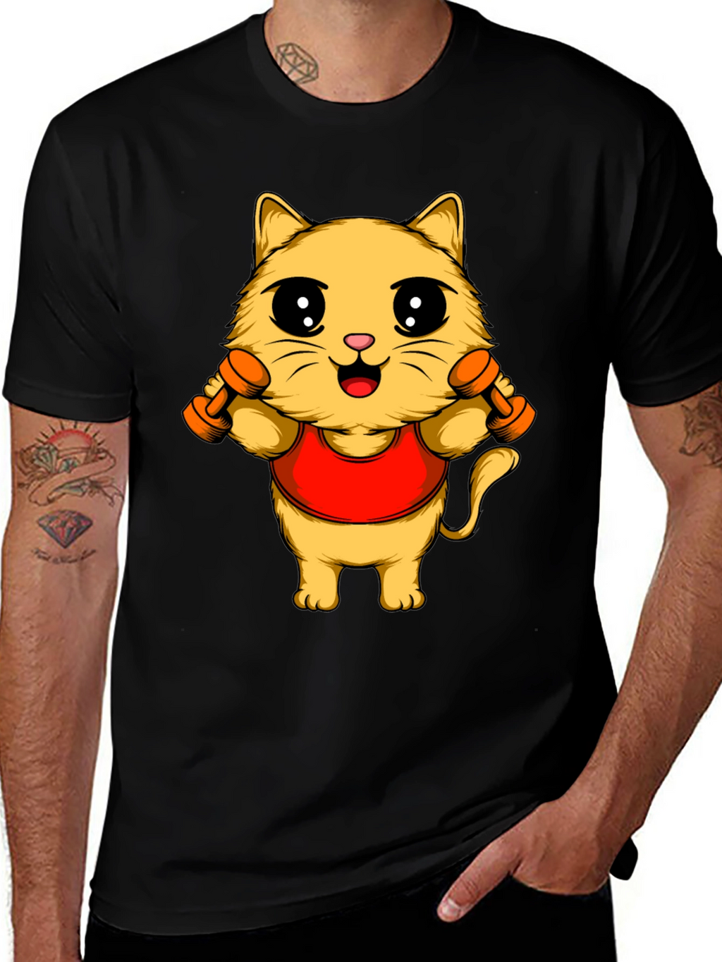 Funny Cat Gym T-Shirt - Workout Kitten Tee