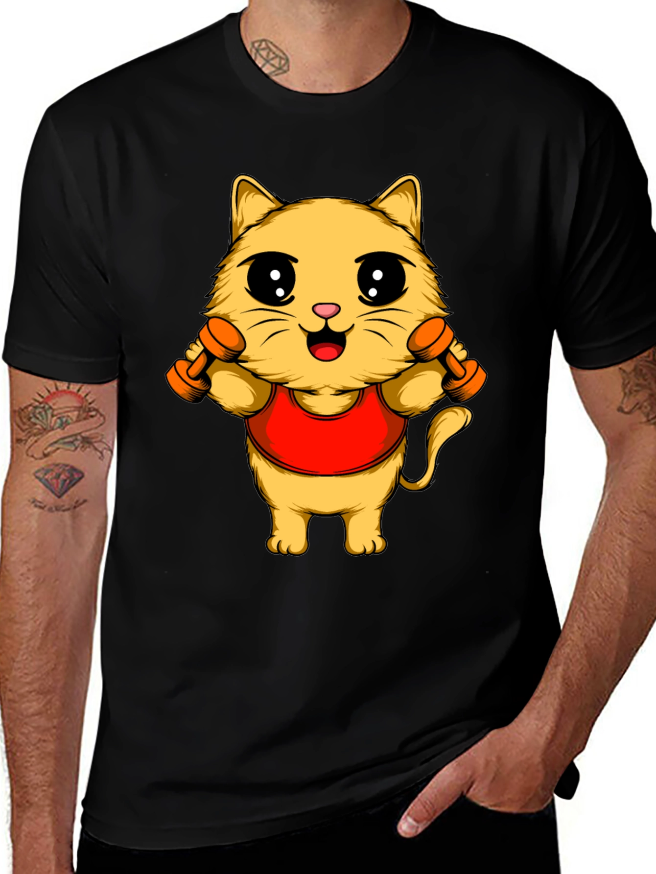 Funny Cat Gym T-Shirt - Workout Kitten Tee
