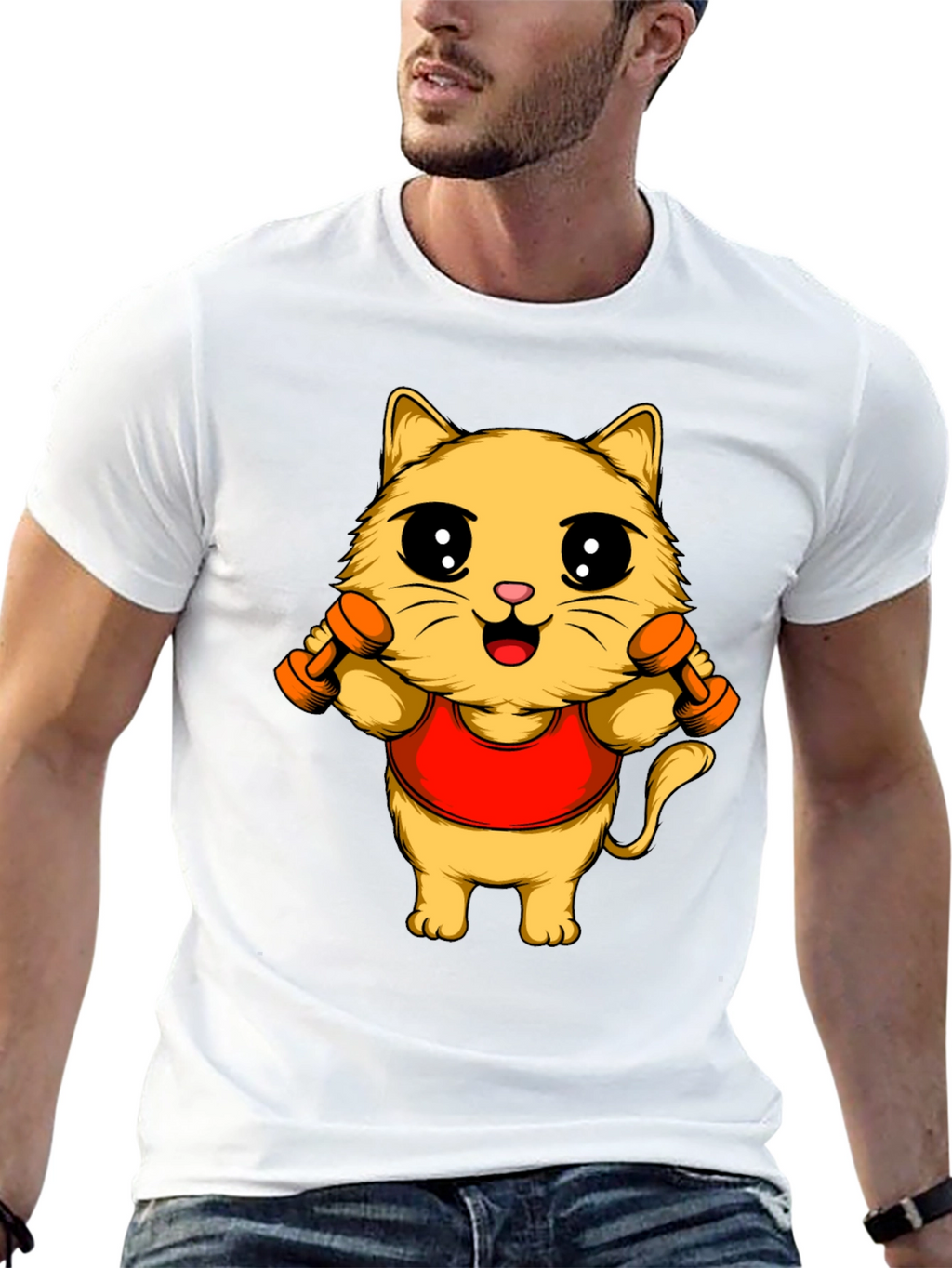 Funny Cat Gym T-Shirt - Workout Kitten Tee
