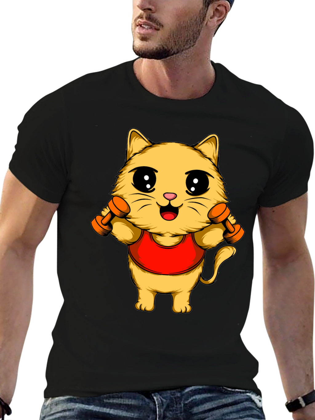 Funny Cat Gym T-Shirt - Workout Kitten Tee
