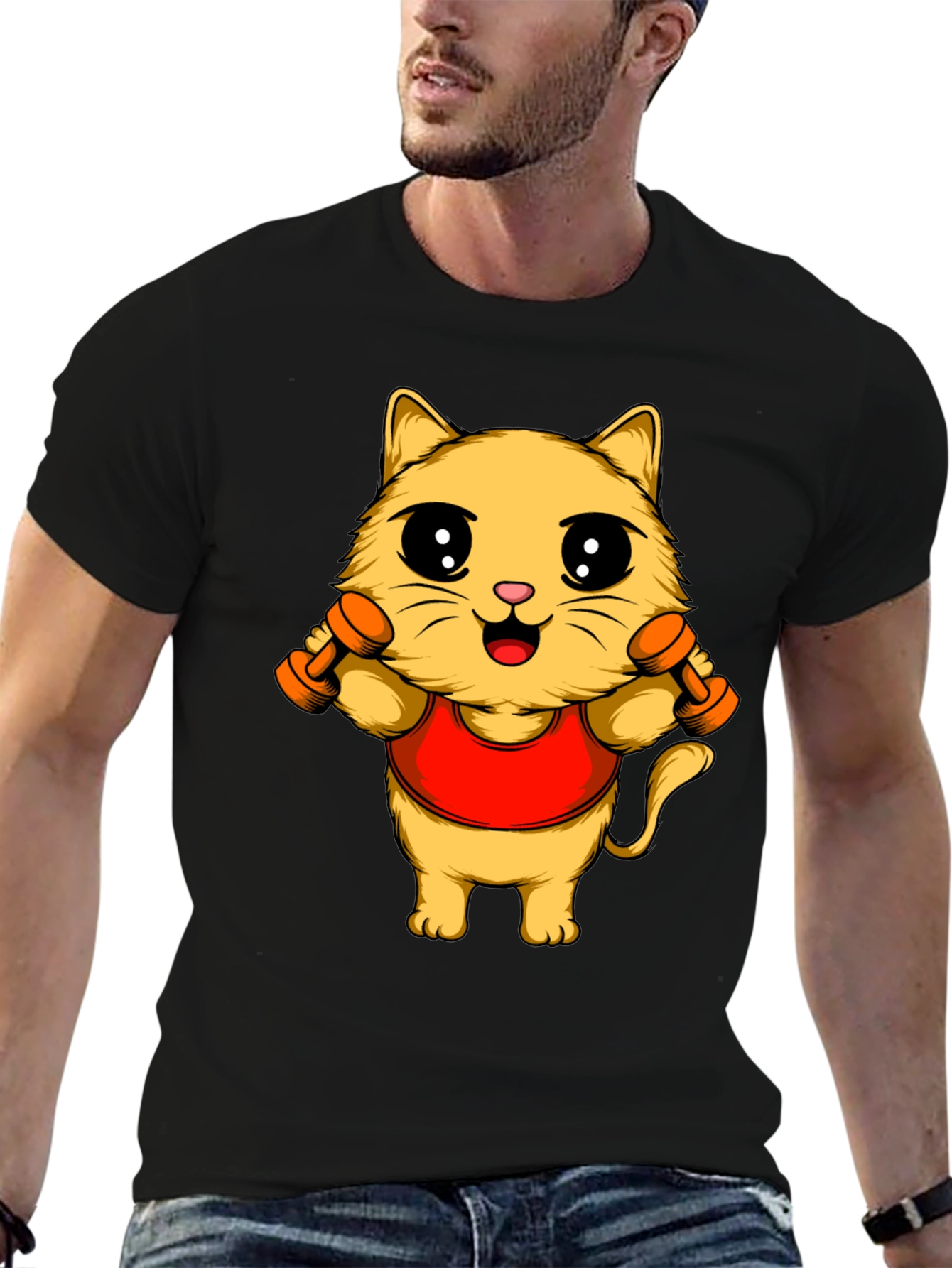 Funny Cat Gym T-Shirt - Workout Kitten Tee