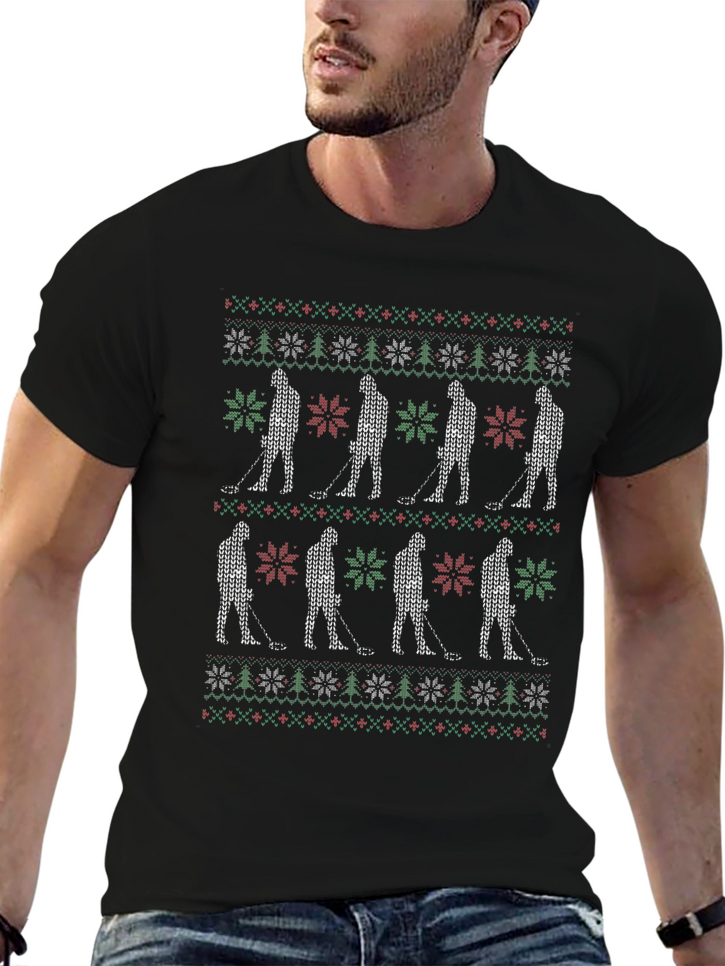 Festive Golf Pattern T-Shirt: Christmas Tee