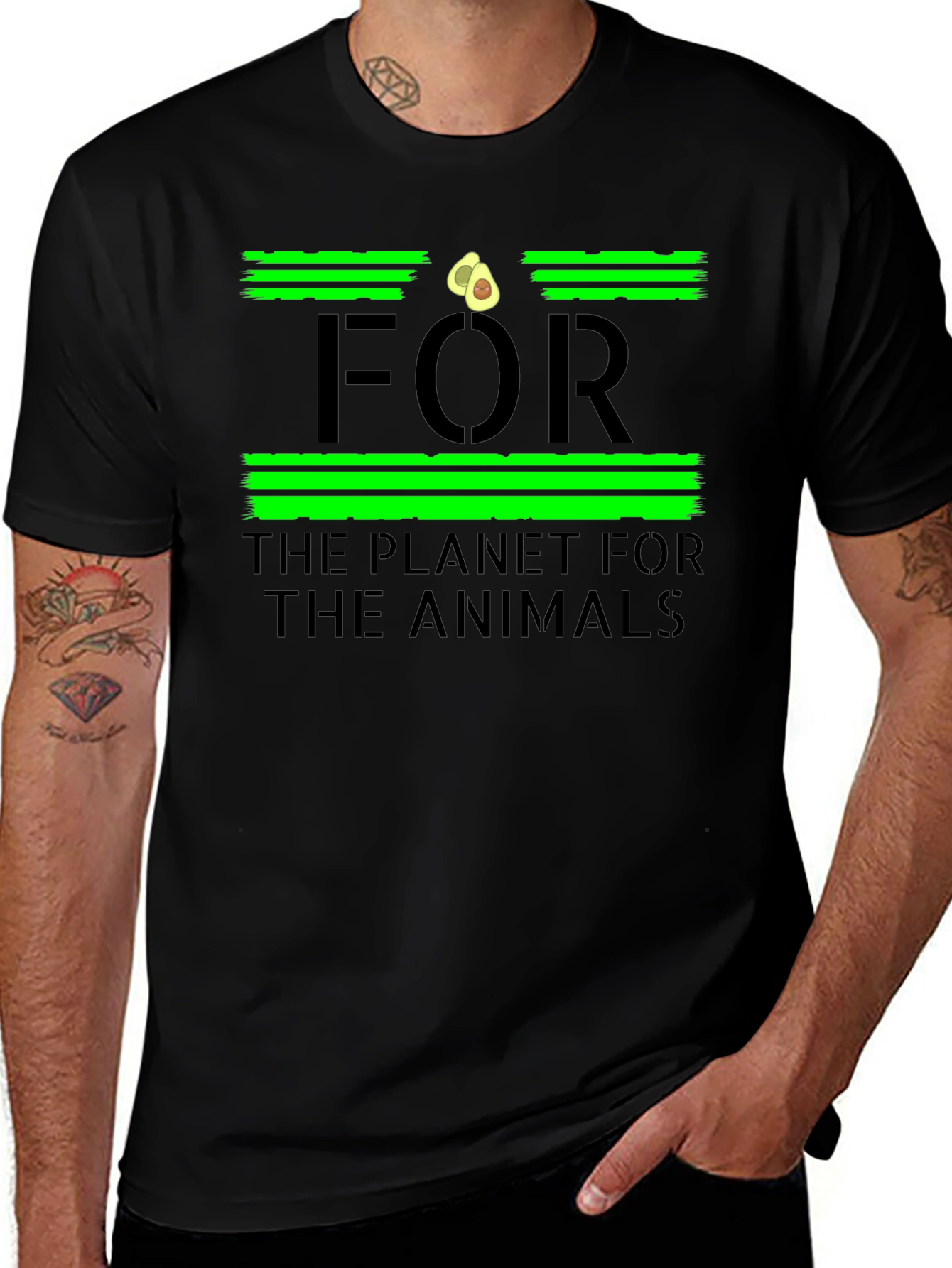 Vegan Avocado T-Shirt - For the Planet For the Animals Tee
