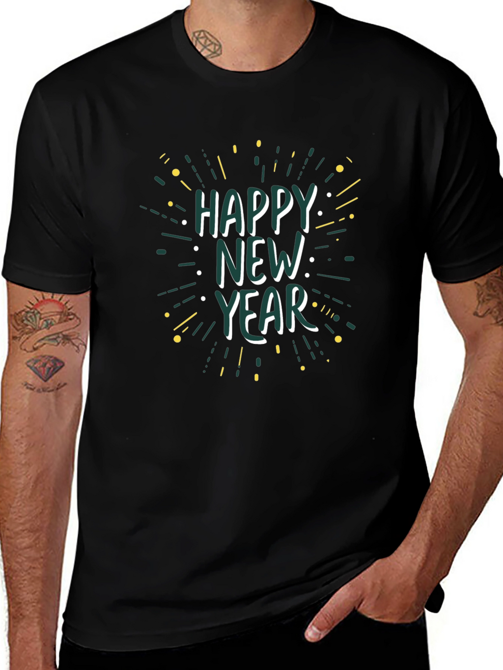 Happy New Year Black Graphic Tee