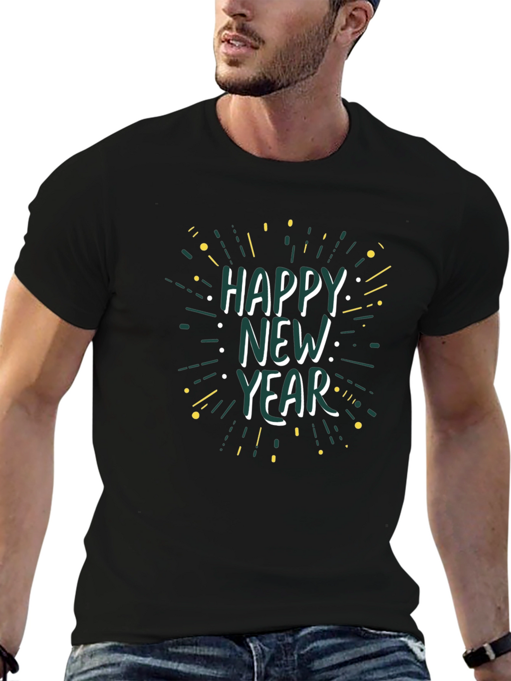Happy New Year Black Graphic Tee