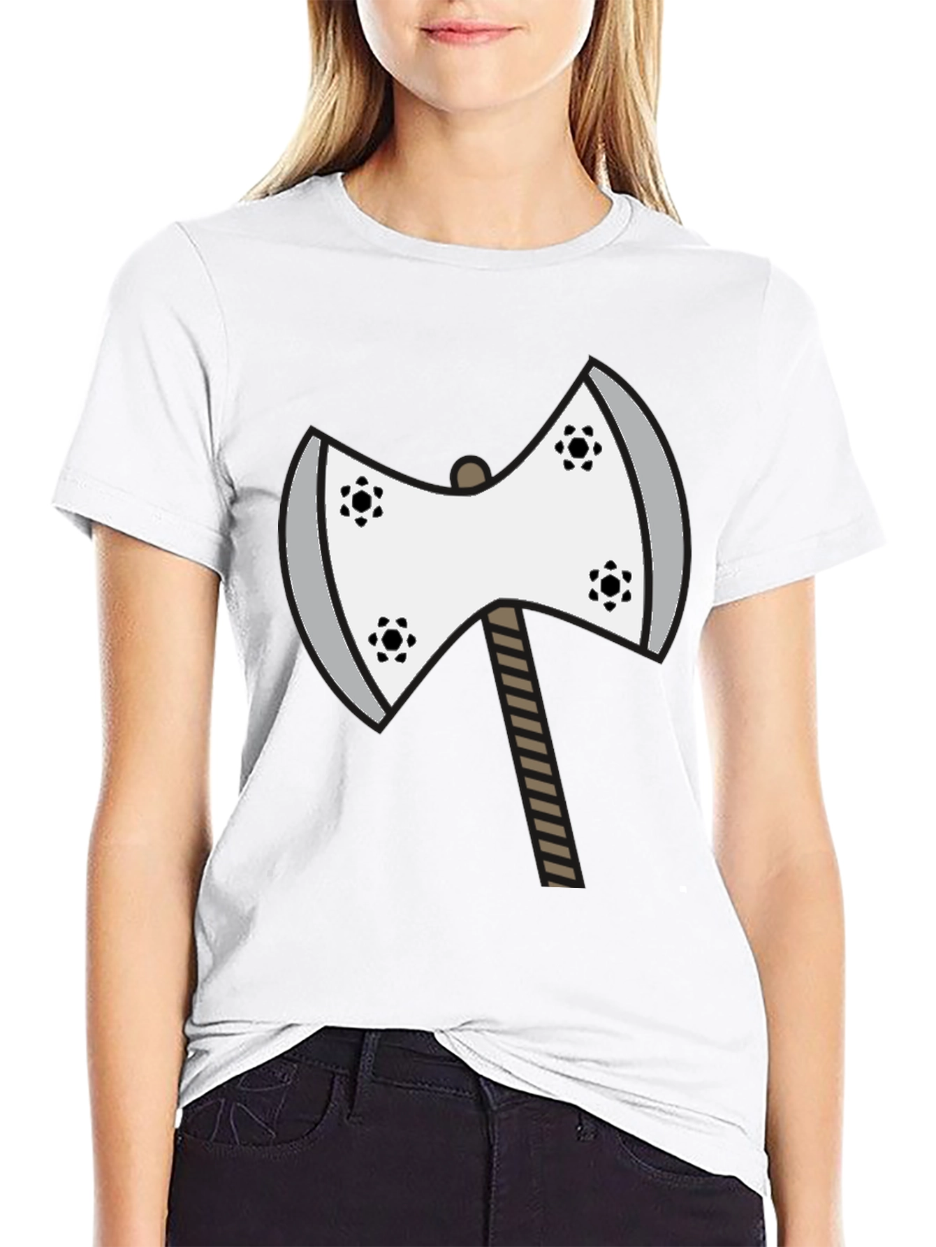 Axe Graphic Tee - Unique Cartoon Double Axe Design