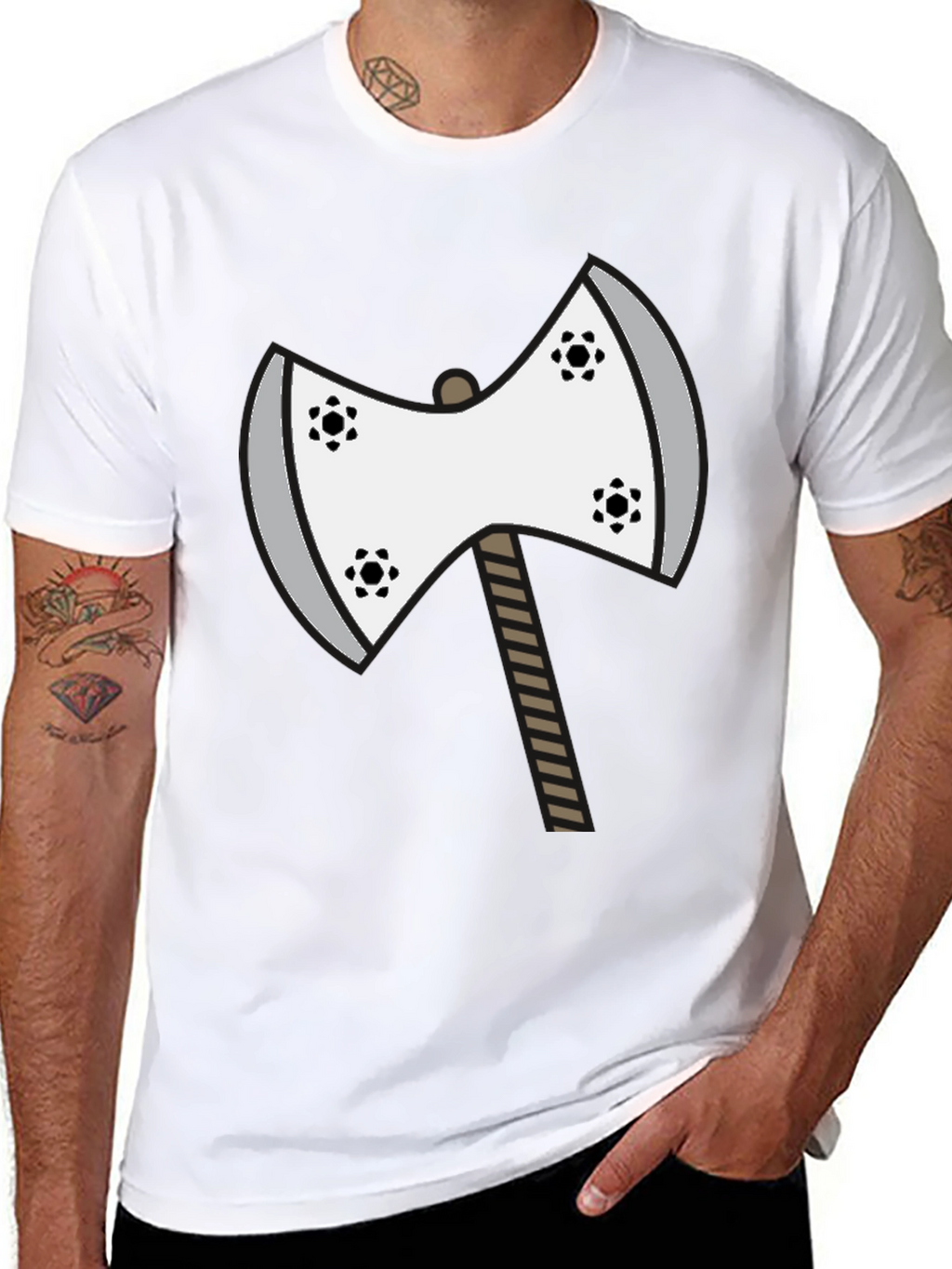 Axe Graphic Tee - Unique Cartoon Double Axe Design