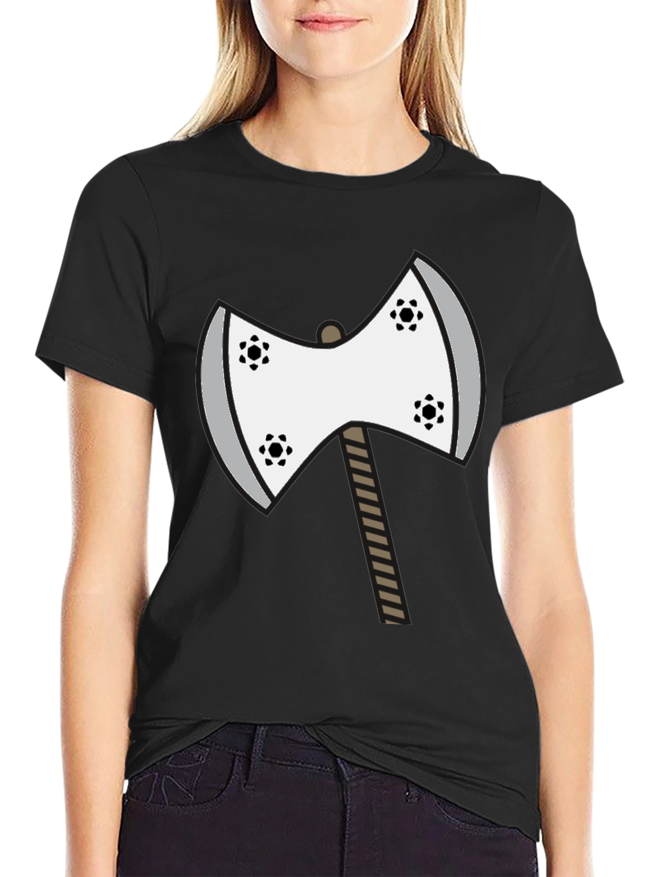 Axe Graphic Tee - Unique Cartoon Double Axe Design