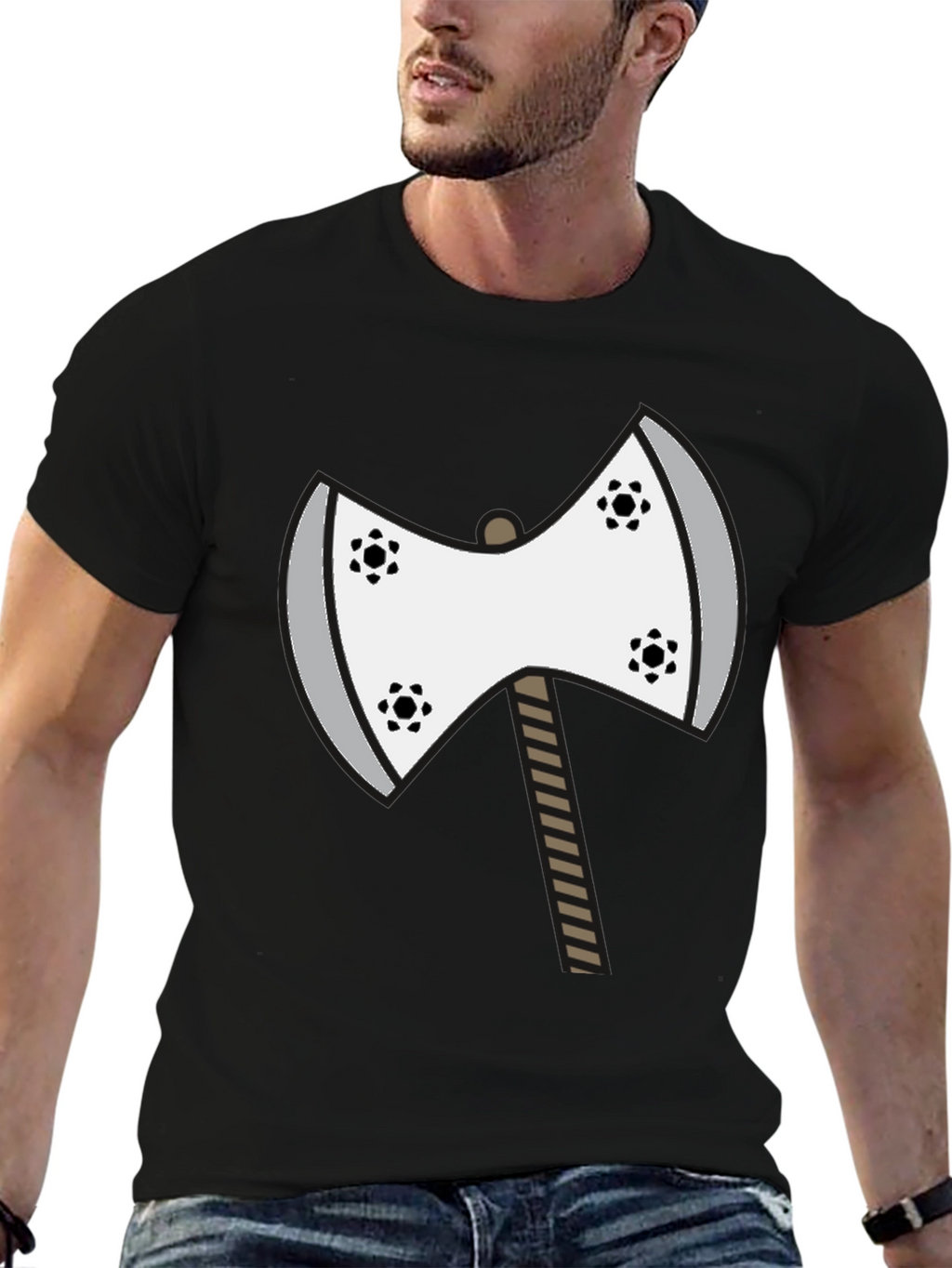 Axe Graphic Tee - Unique Cartoon Double Axe Design