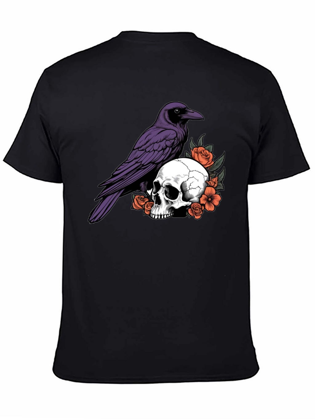 Raven Skull Graphic T-Shirt - Gothic Style