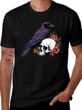 Raven Skull Graphic T-Shirt - Gothic Style