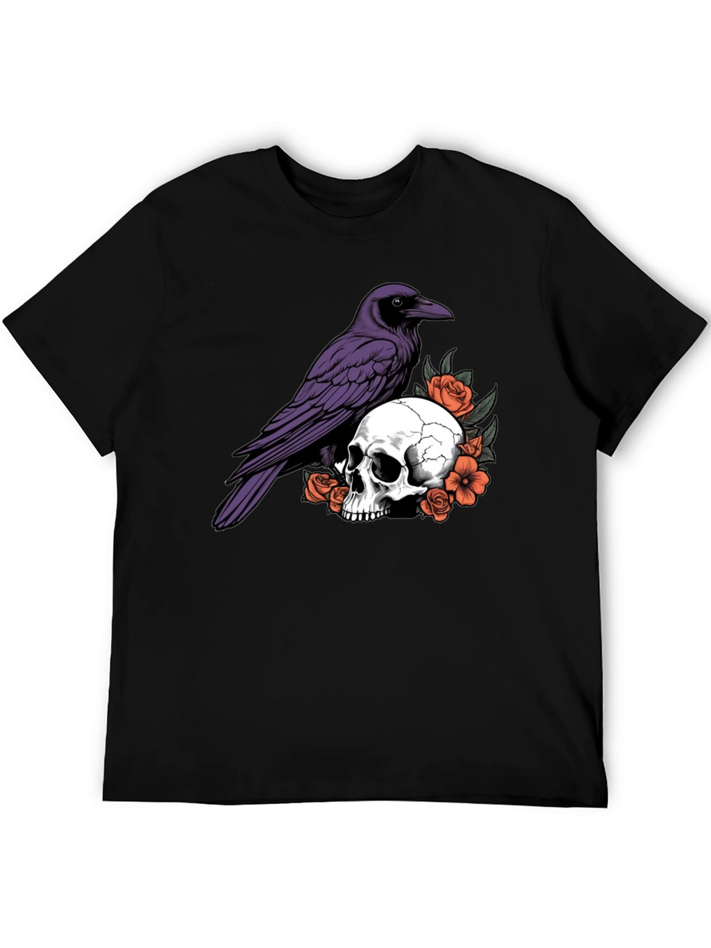 Raven Skull Graphic T-Shirt - Gothic Style