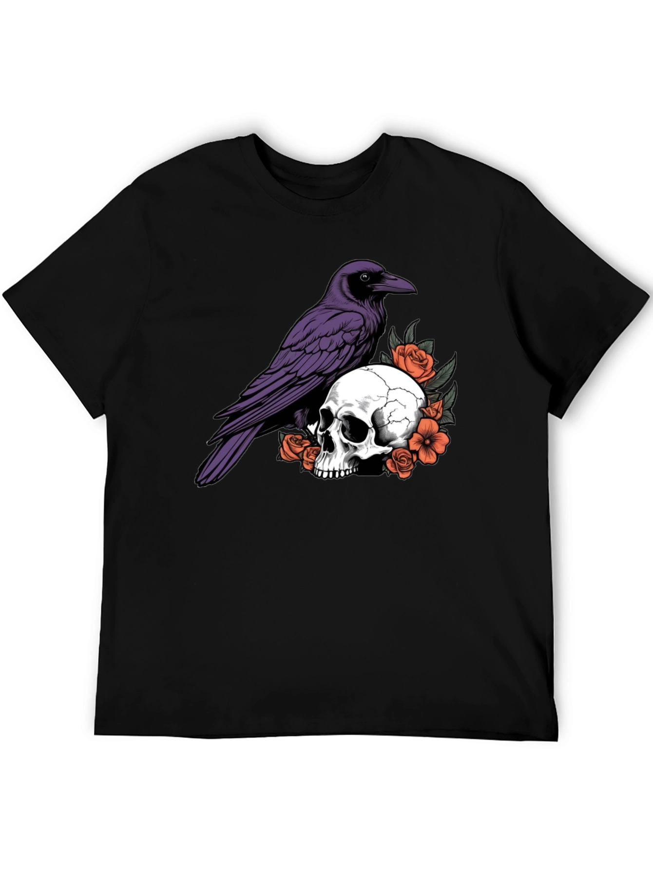 Raven Skull Graphic T-Shirt - Gothic Style