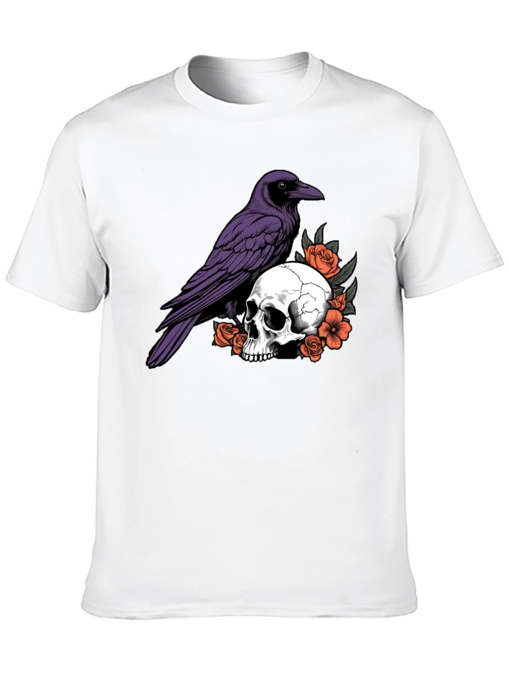 Raven Skull Graphic T-Shirt - Gothic Style