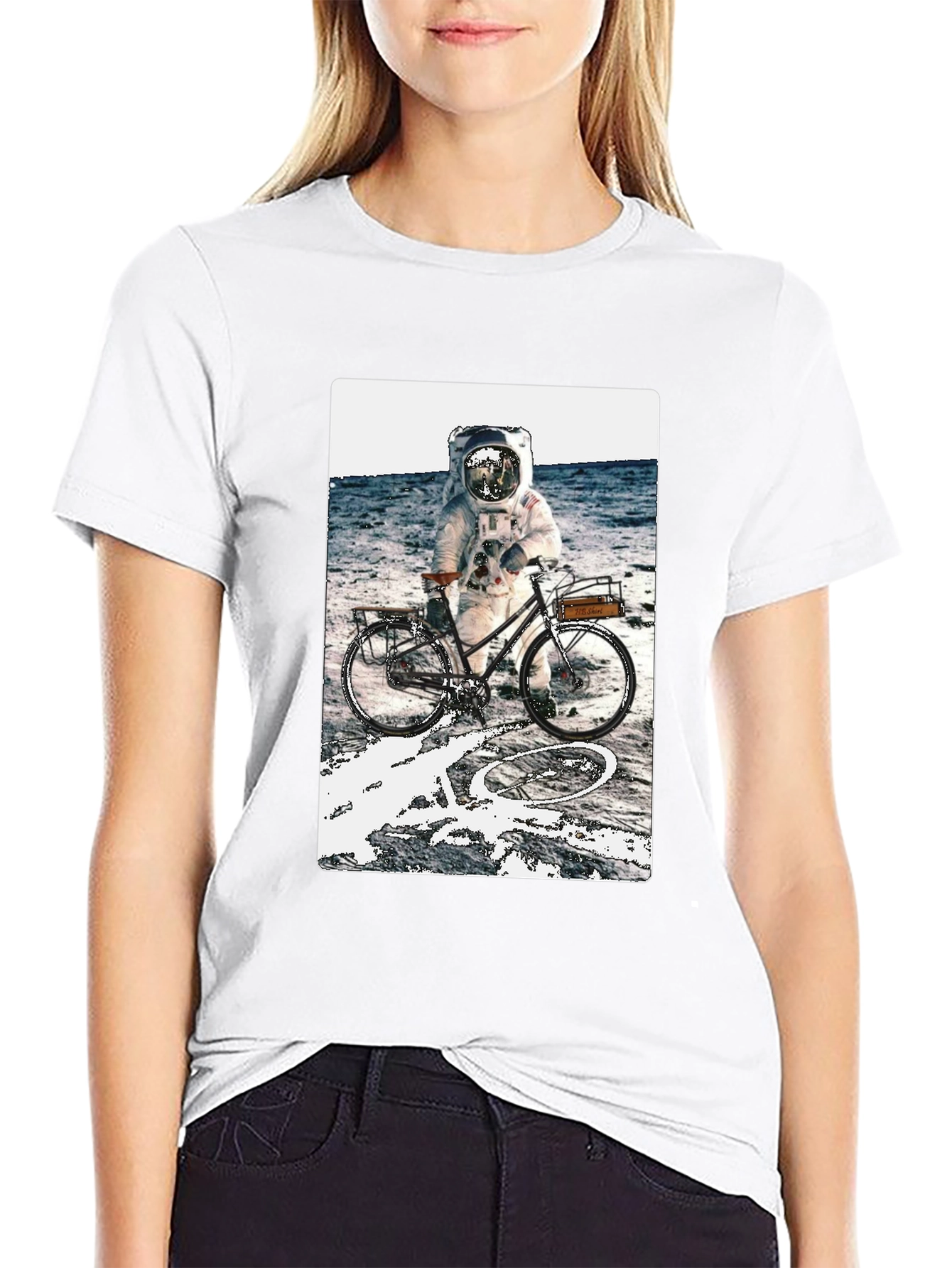 Astronaut on Bike Graphic Tee - Outer Space T-Shirt