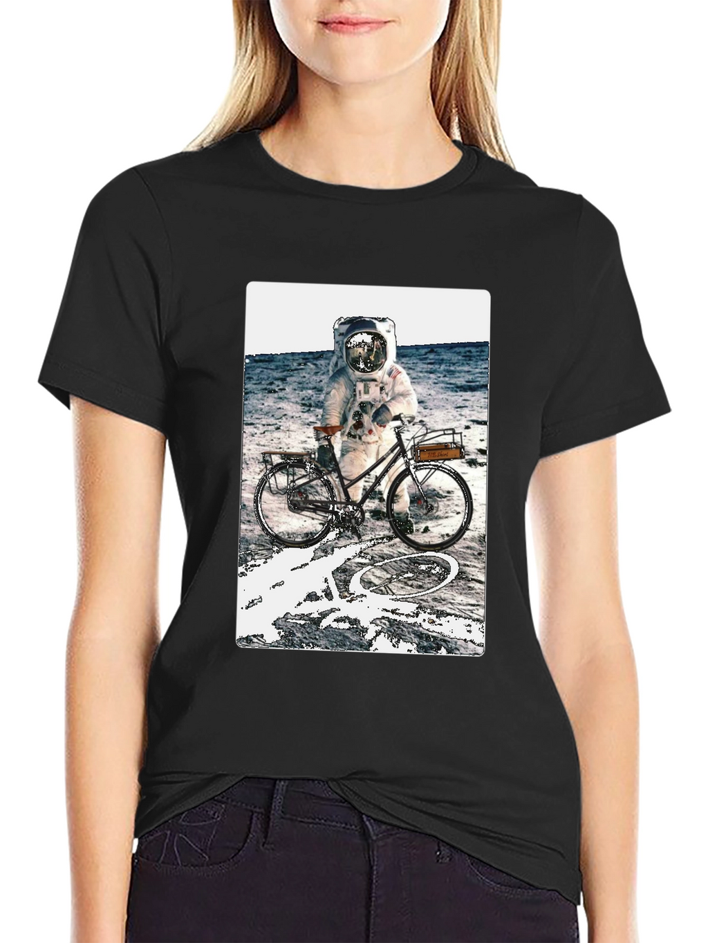 Astronaut on Bike Graphic Tee - Outer Space T-Shirt