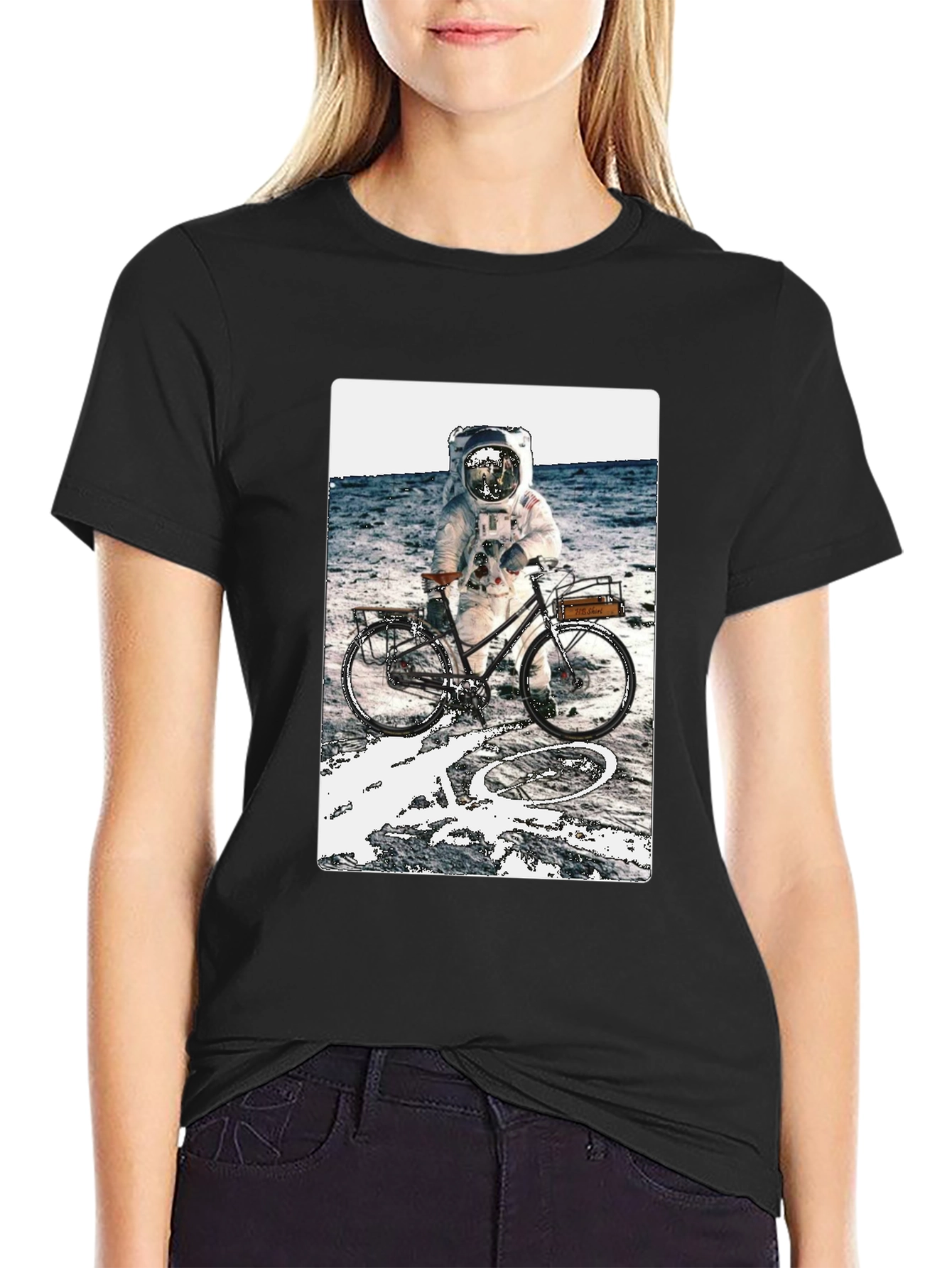 Astronaut on Bike Graphic Tee - Outer Space T-Shirt