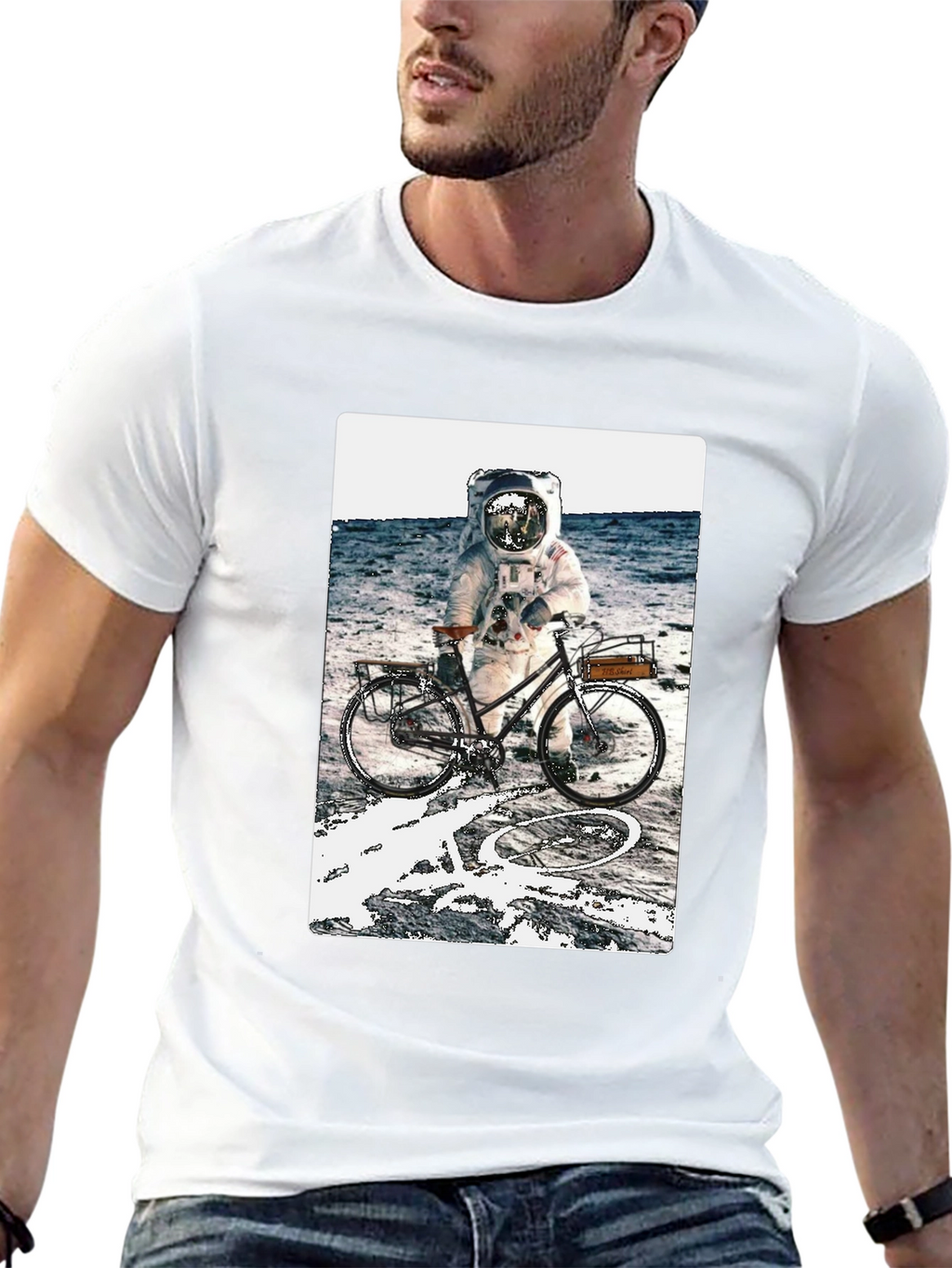 Astronaut on Bike Graphic Tee - Outer Space T-Shirt