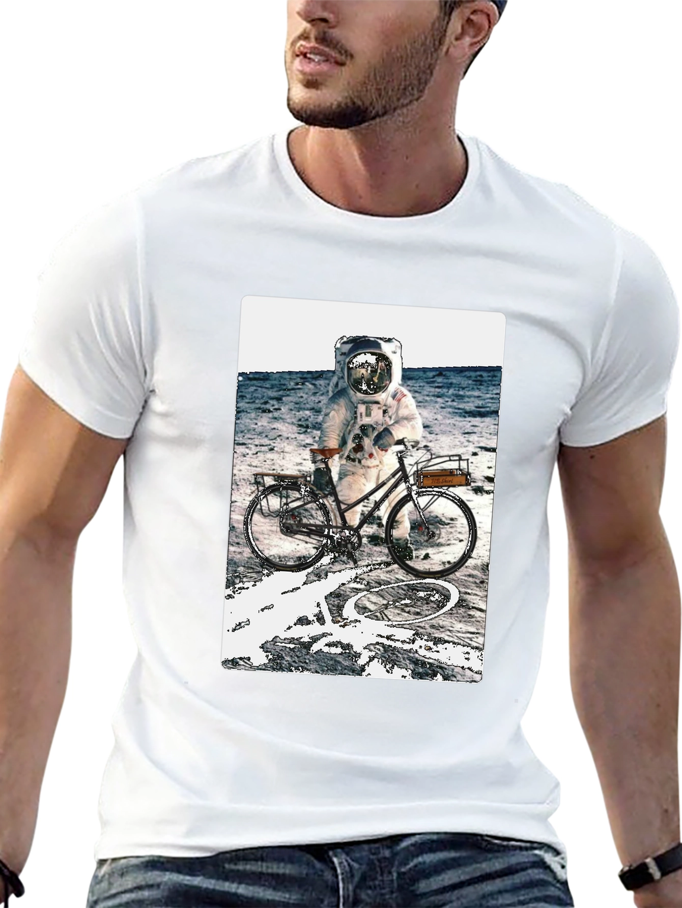 Astronaut on Bike Graphic Tee - Outer Space T-Shirt