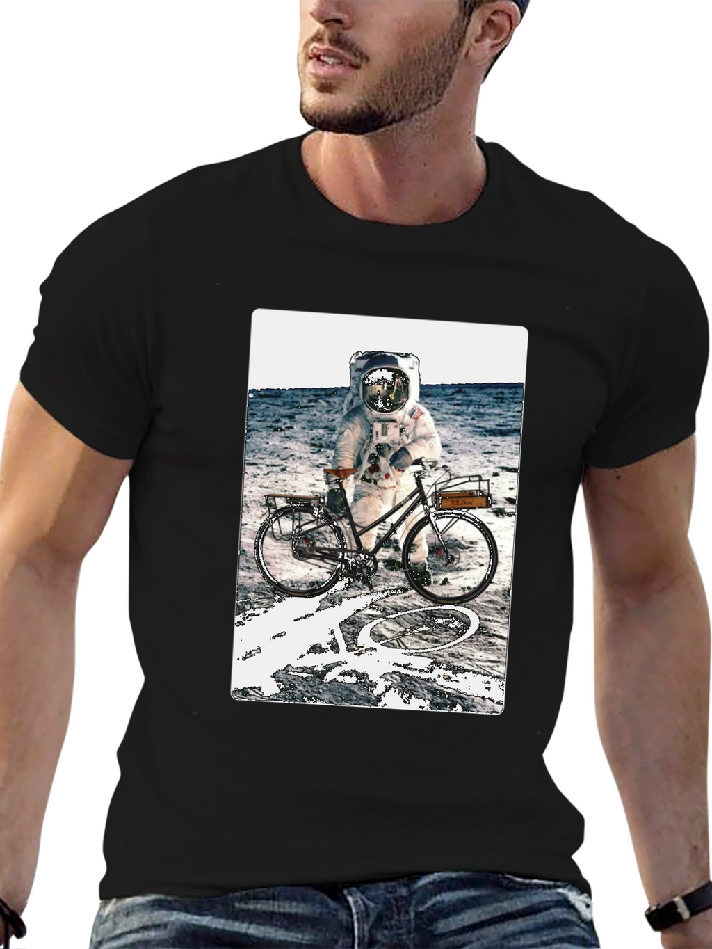 Astronaut on Bike Graphic Tee - Outer Space T-Shirt