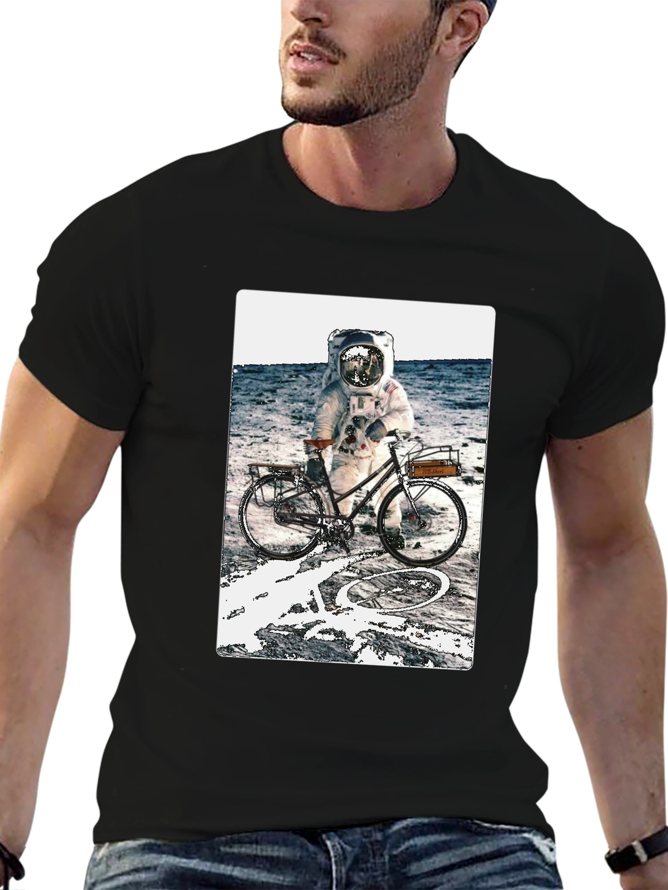 Astronaut on Bike Graphic Tee - Outer Space T-Shirt