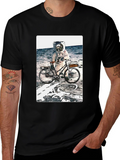 Astronaut on Bike Graphic Tee - Outer Space T-Shirt