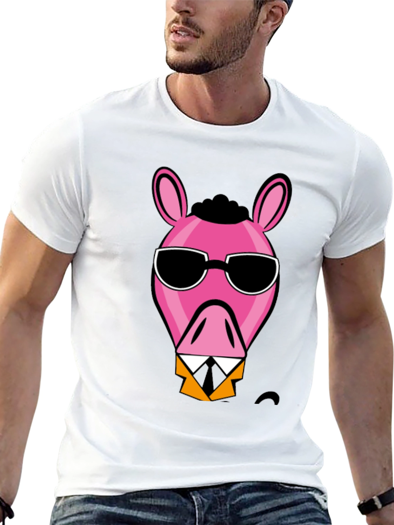 Cool Pink Donkey Black T-Shirt