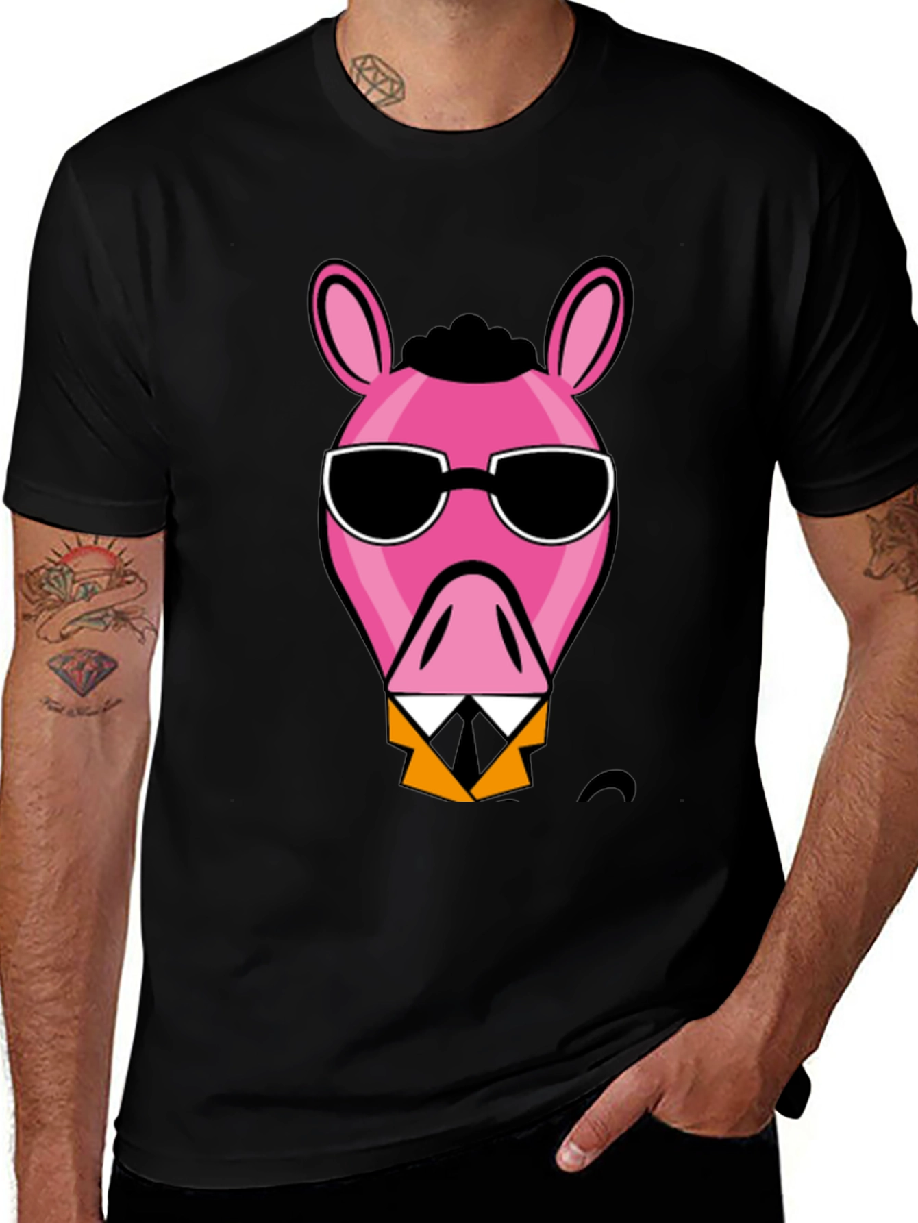 Cool Pink Donkey Black T-Shirt