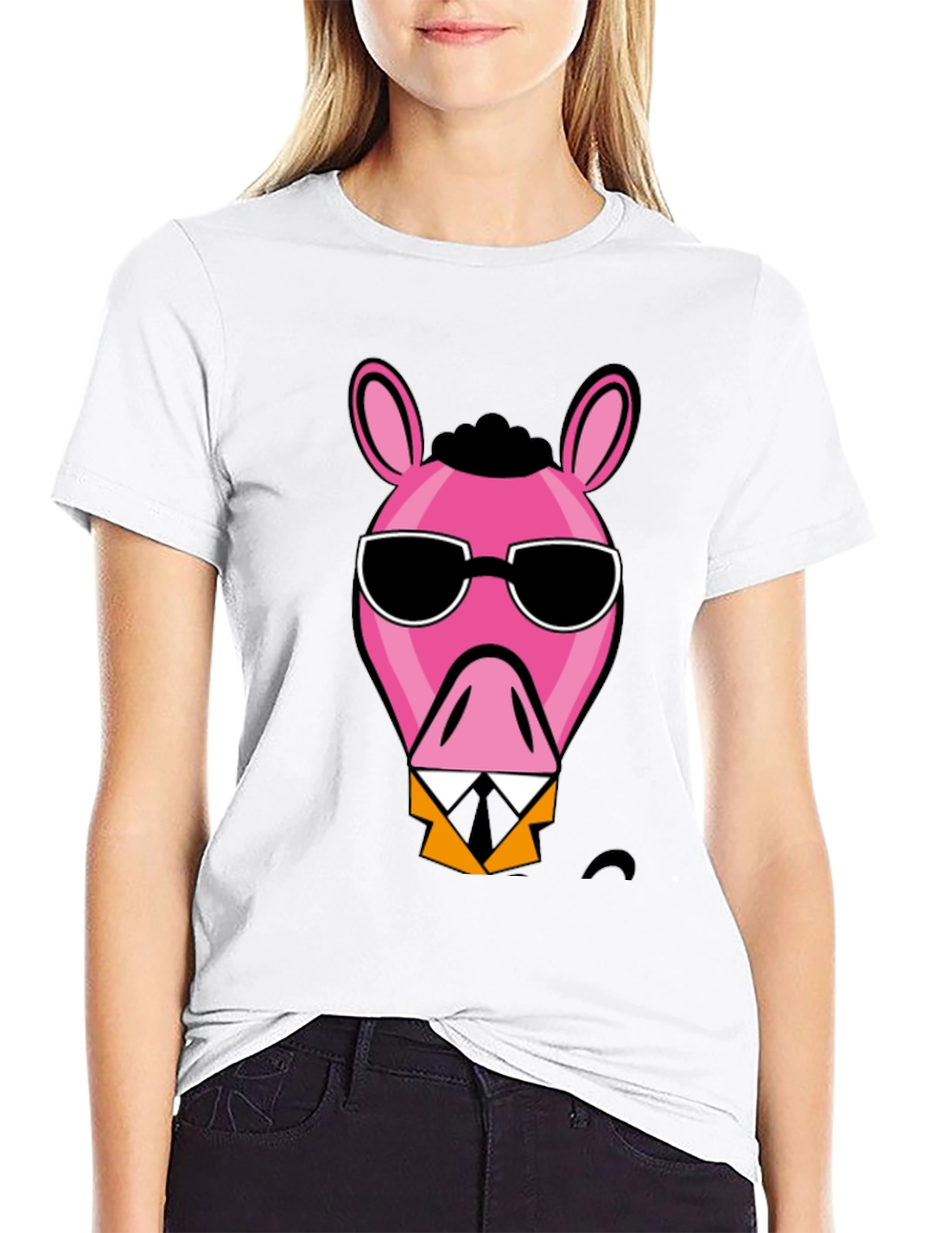 Cool Pink Donkey Black T-Shirt