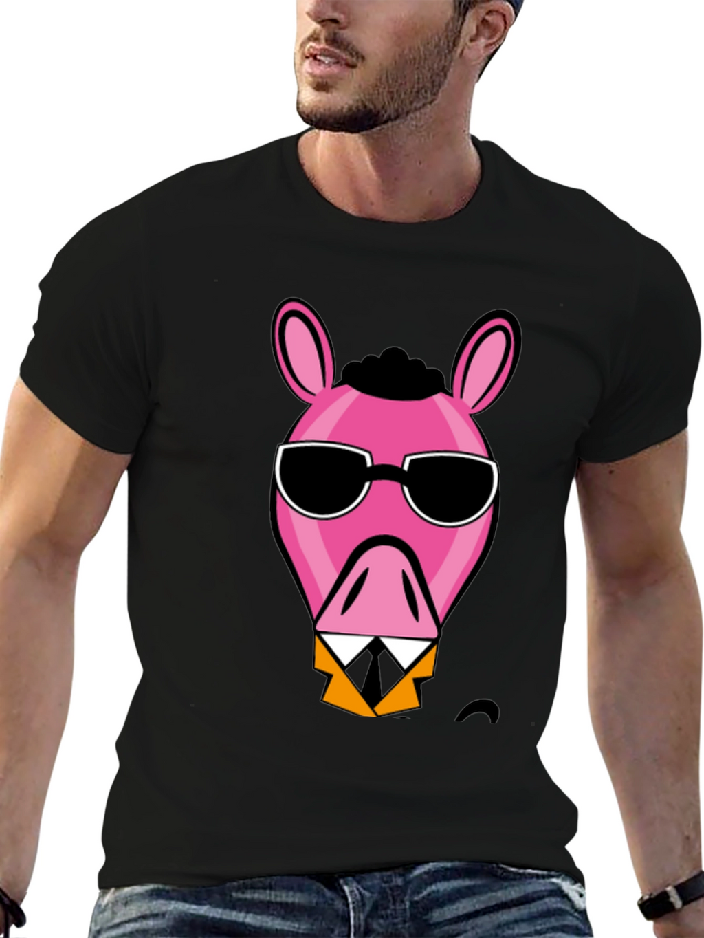Cool Pink Donkey Black T-Shirt