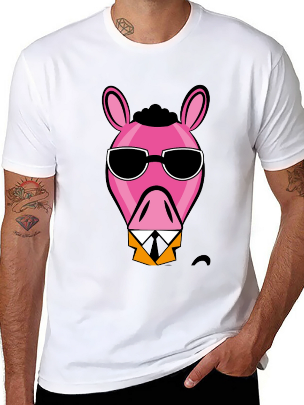 Cool Pink Donkey Black T-Shirt