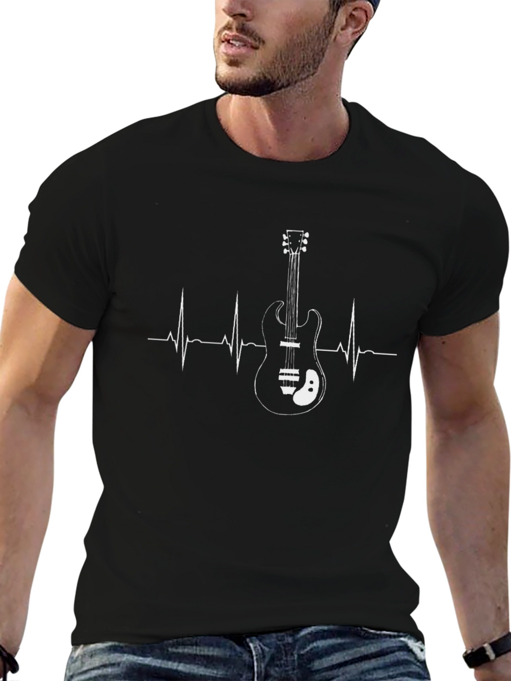 Guitar Heartbeat Graphic Tee - Musicians Style