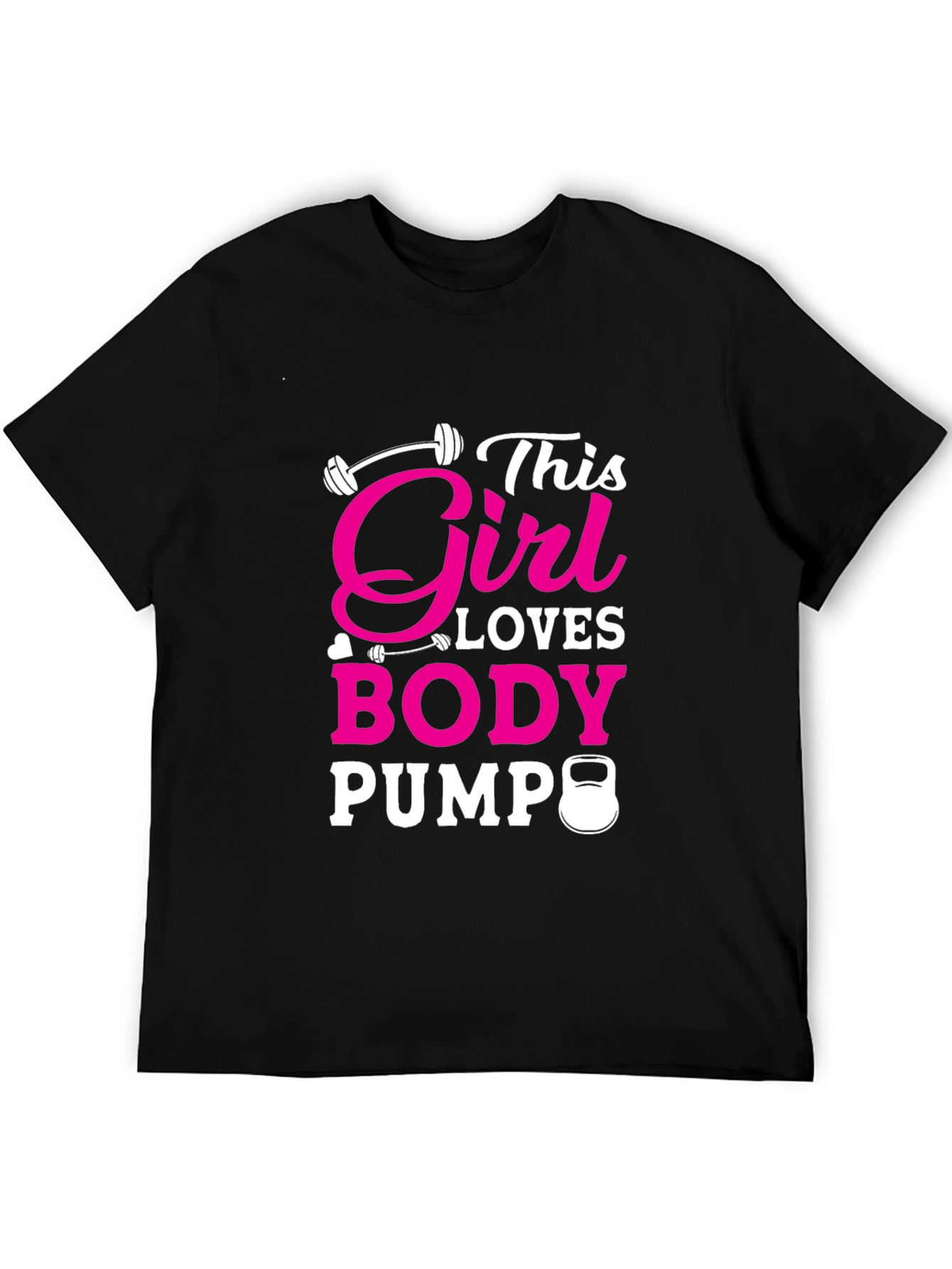 Girl Loves Body Pump Black T-Shirt Fitness Workout