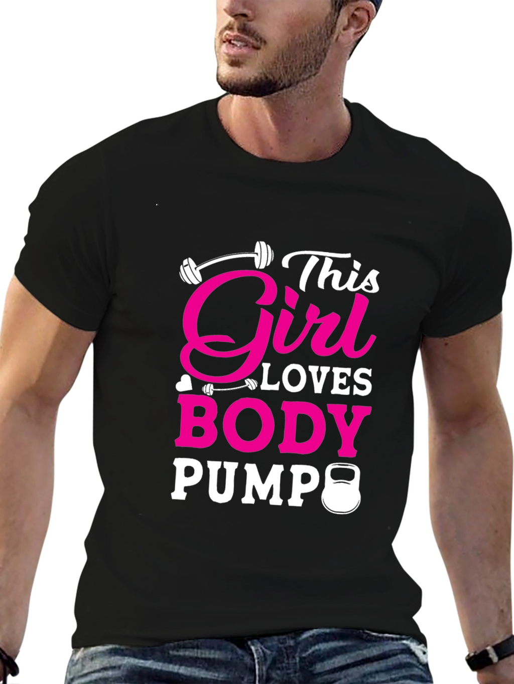 Girl Loves Body Pump Black T-Shirt Fitness Workout