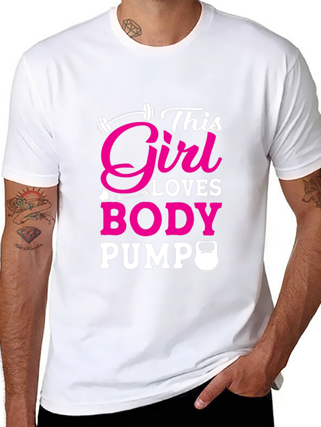 Girl Loves Body Pump Black T-Shirt Fitness Workout