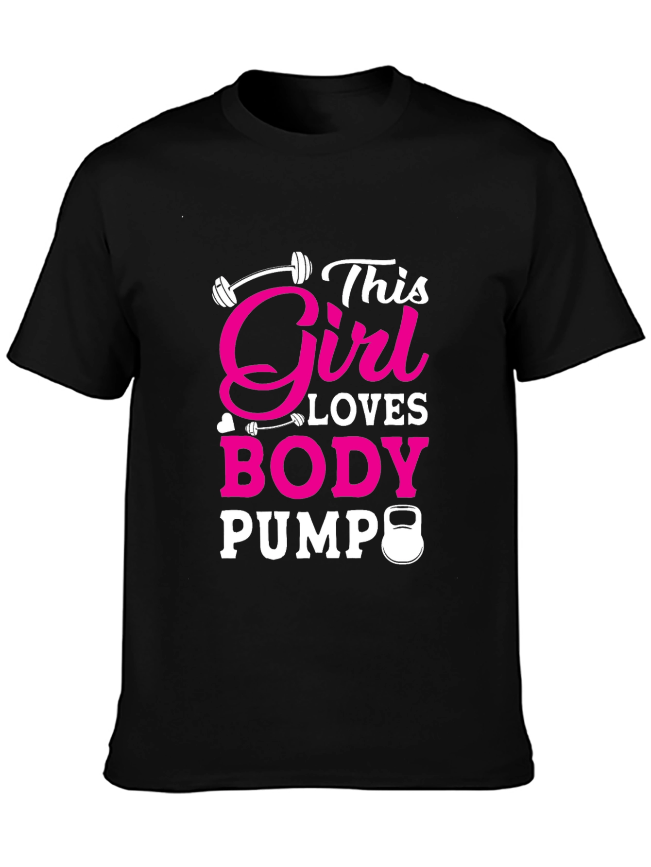 Girl Loves Body Pump Black T-Shirt Fitness Workout