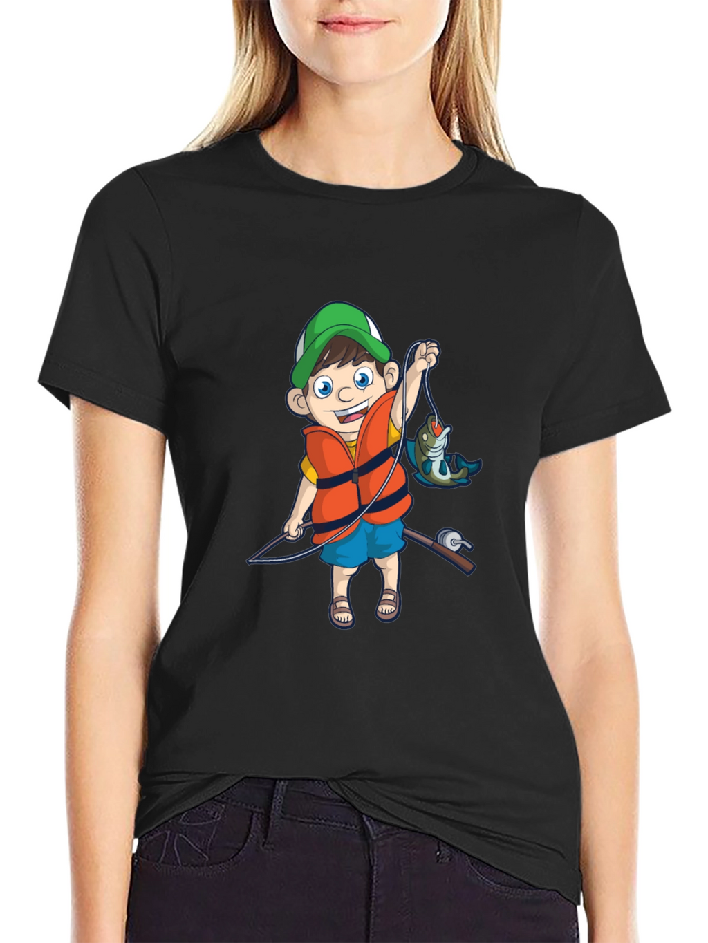 Cartoon Fisherman Graphic Tee
