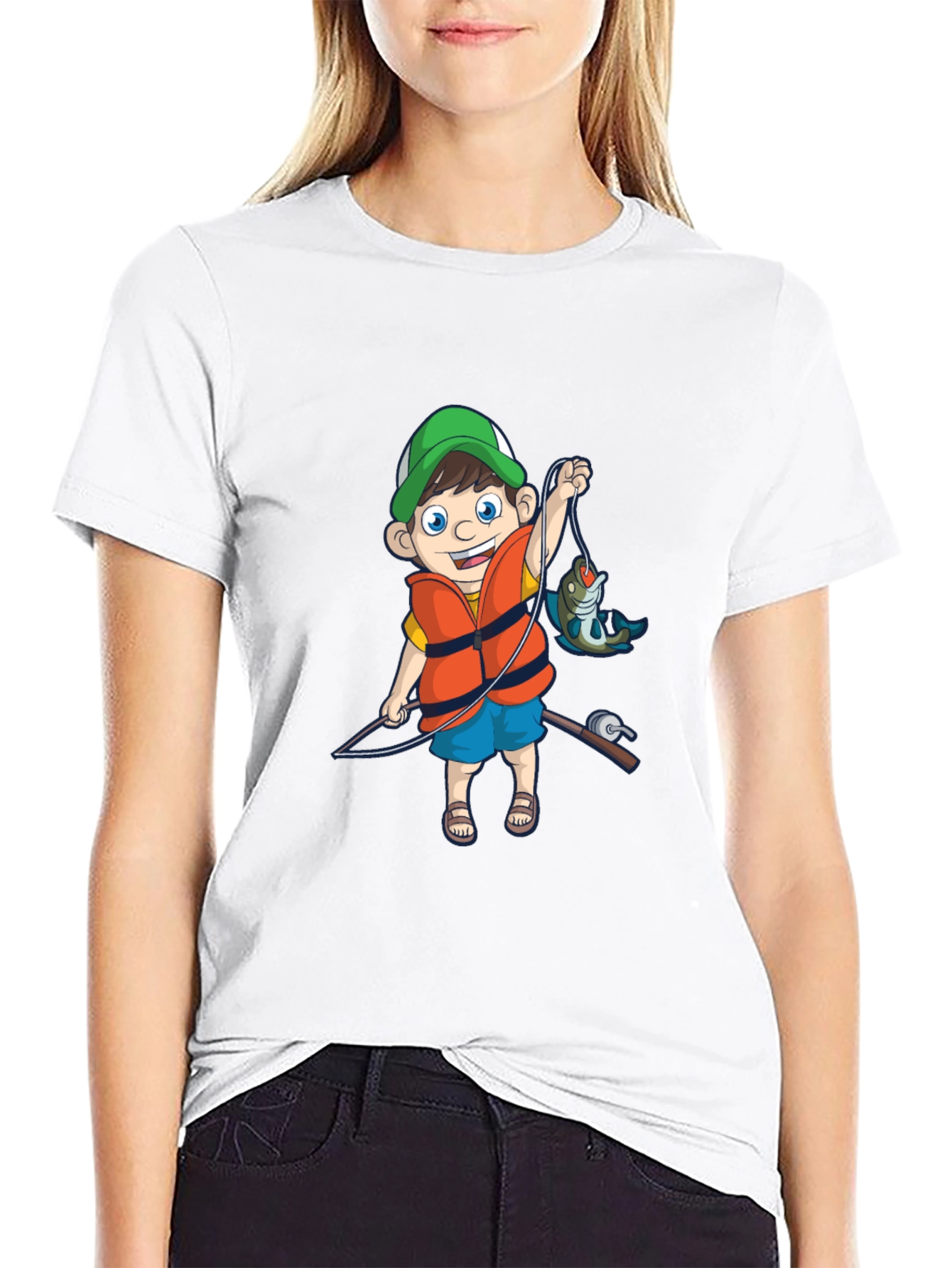 Cartoon Fisherman Graphic Tee