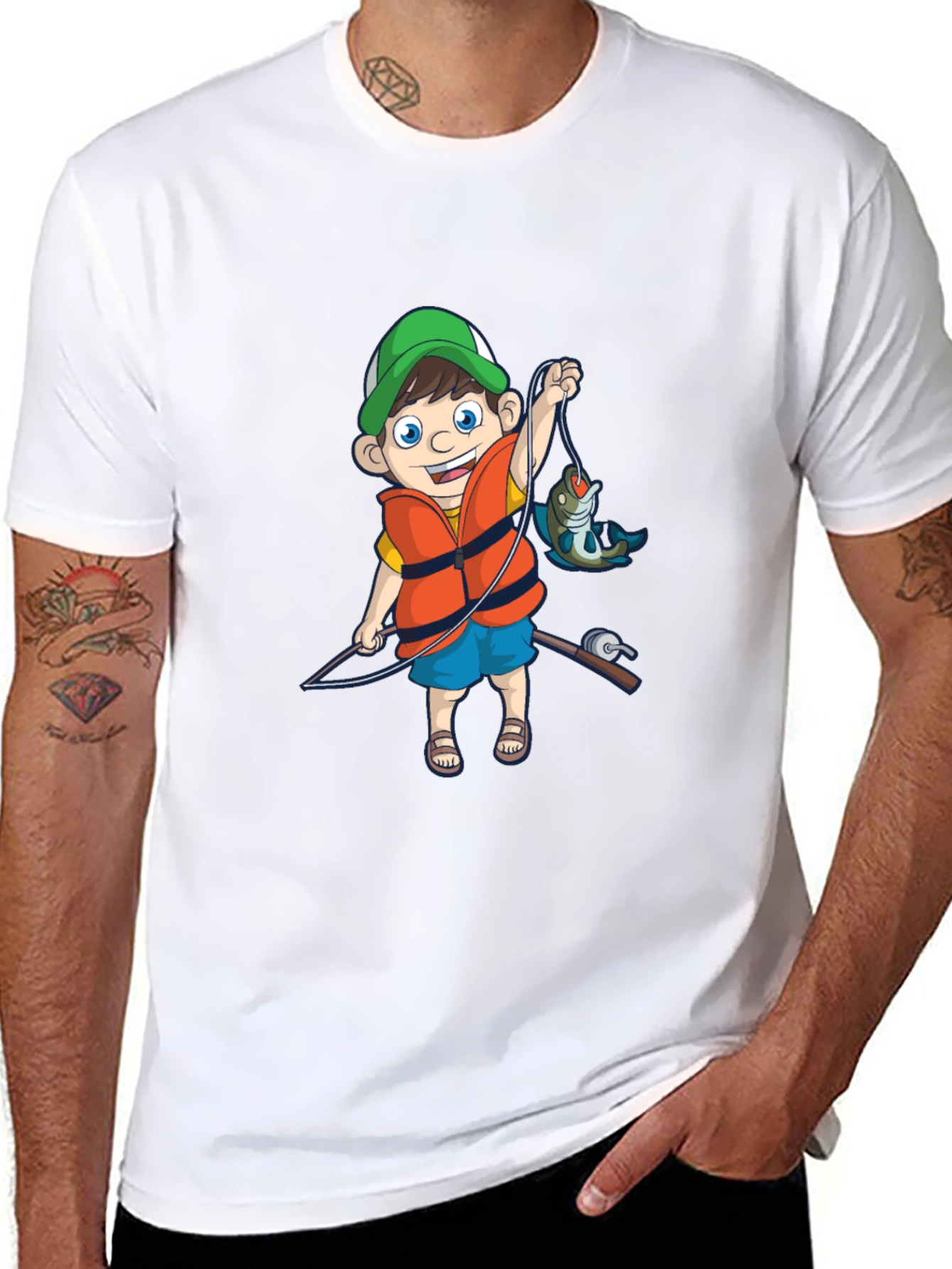 Cartoon Fisherman Graphic Tee