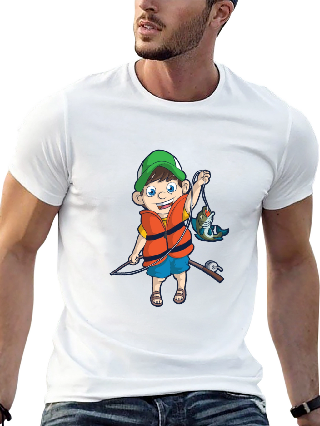Cartoon Fisherman Graphic Tee