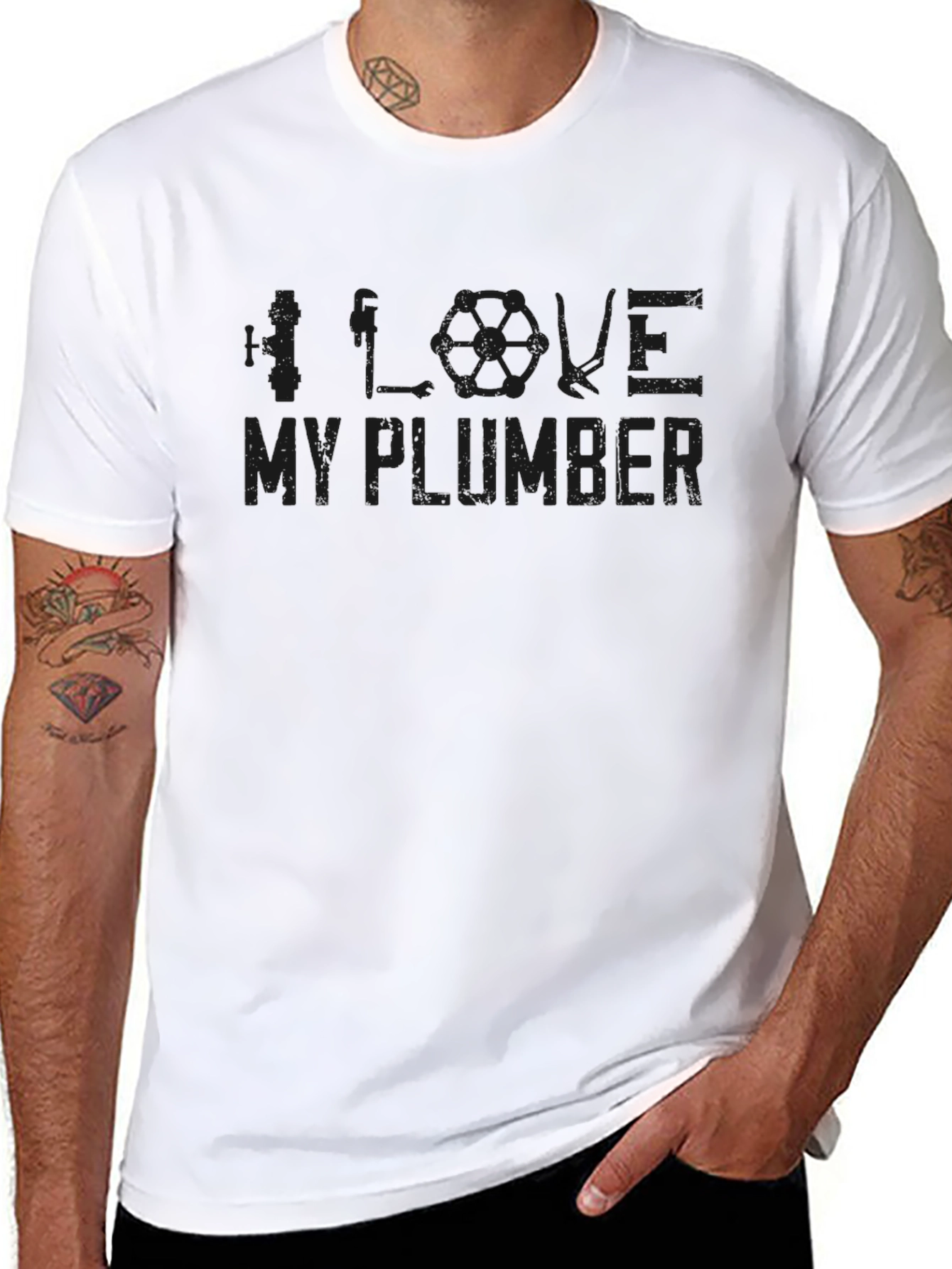 I Love My Plumber Black T-Shirt