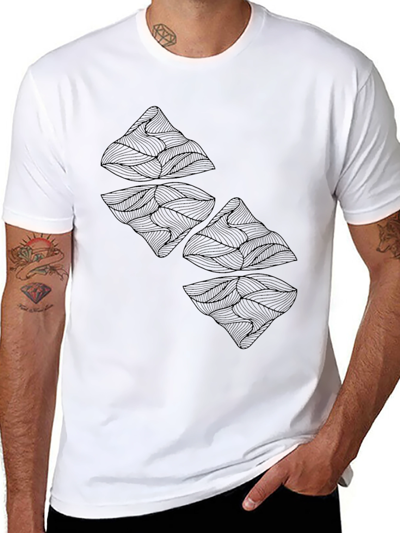 Abstract Mountain Graphic Tee - Black