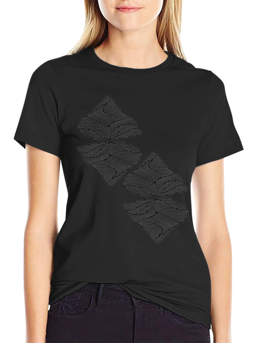 Abstract Mountain Graphic Tee - Black