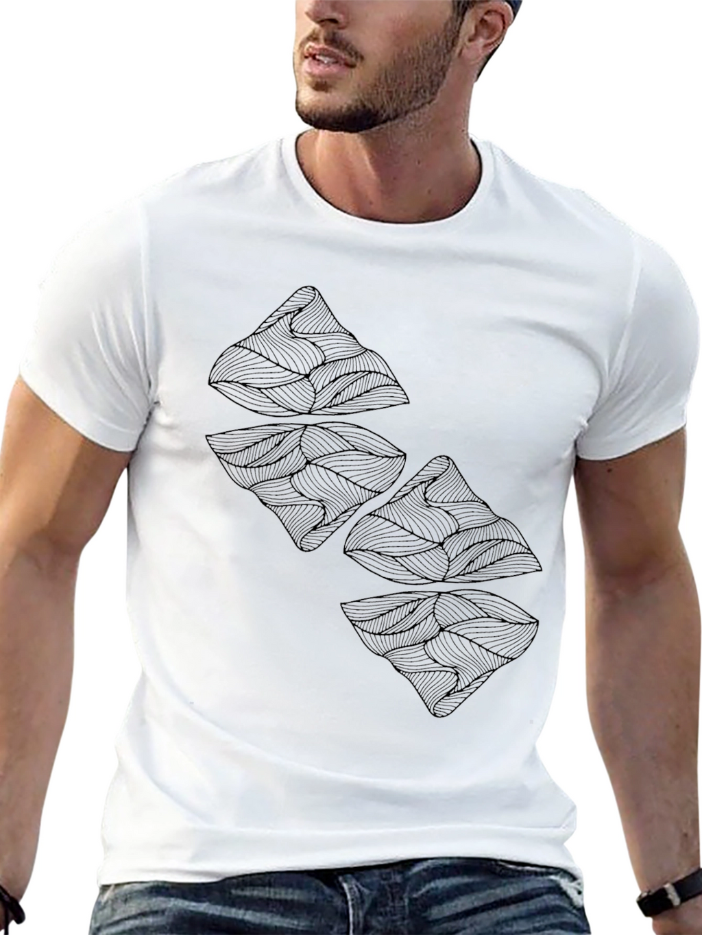 Abstract Mountain Graphic Tee - Black