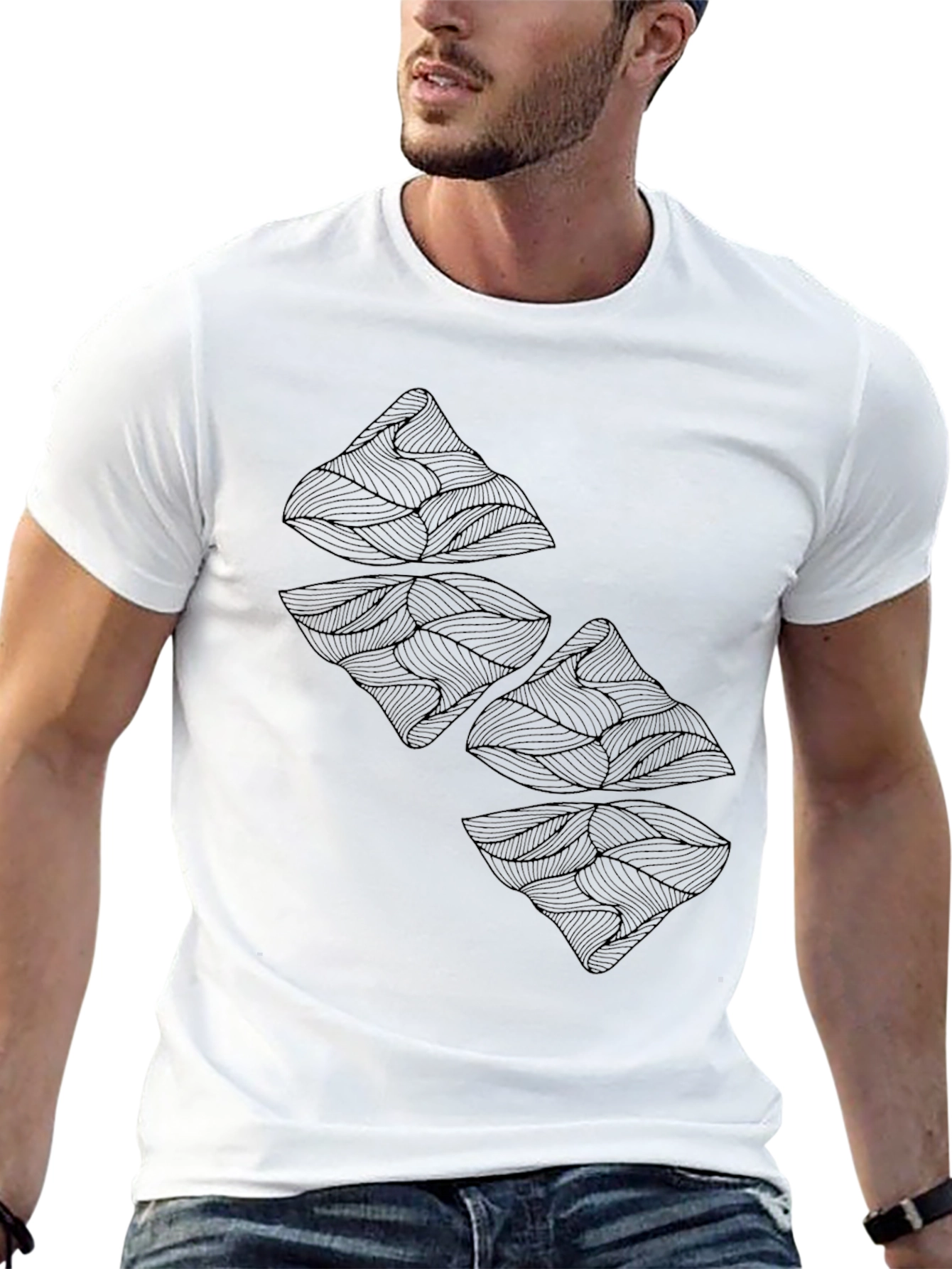Abstract Mountain Graphic Tee - Black