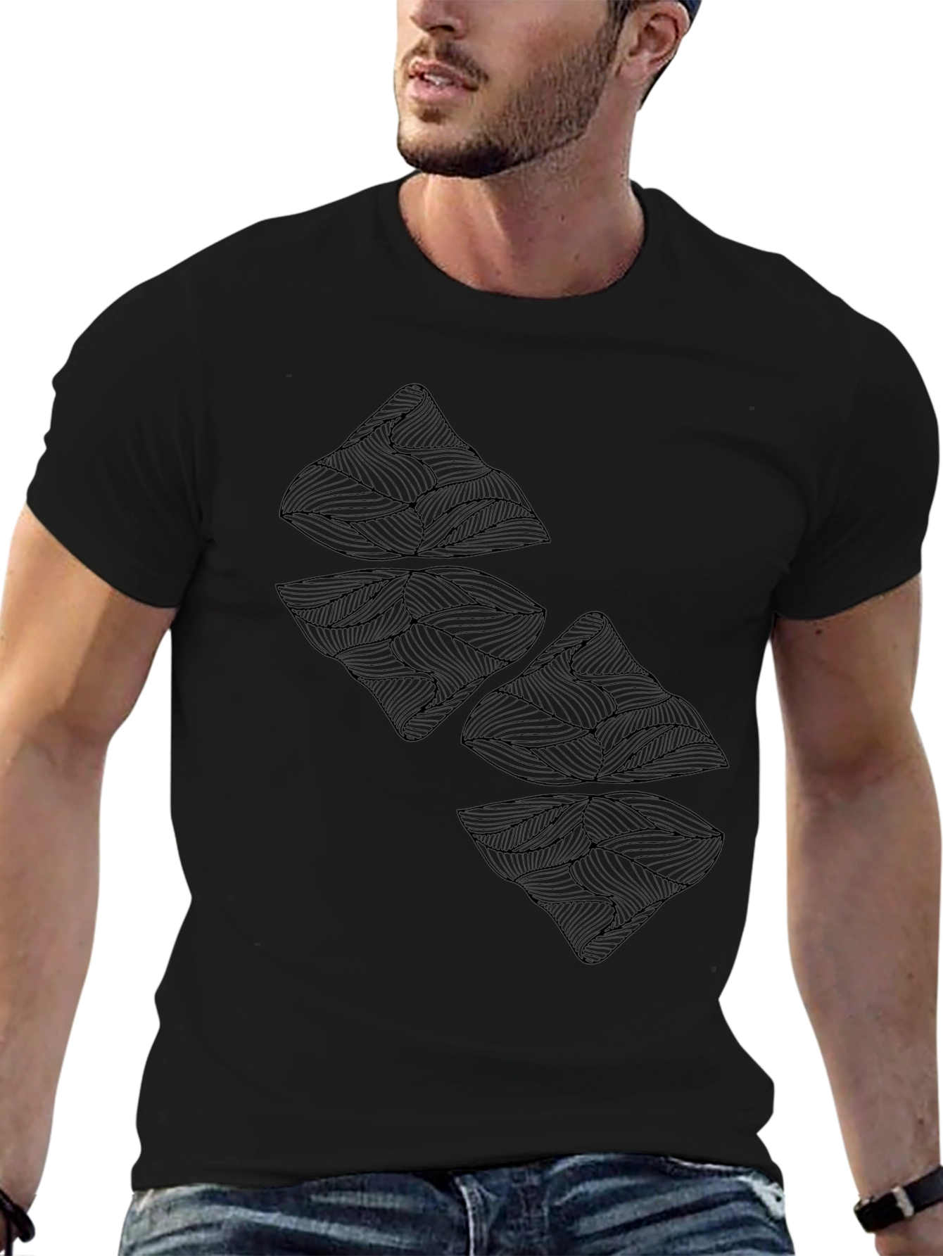 Abstract Mountain Graphic Tee - Black