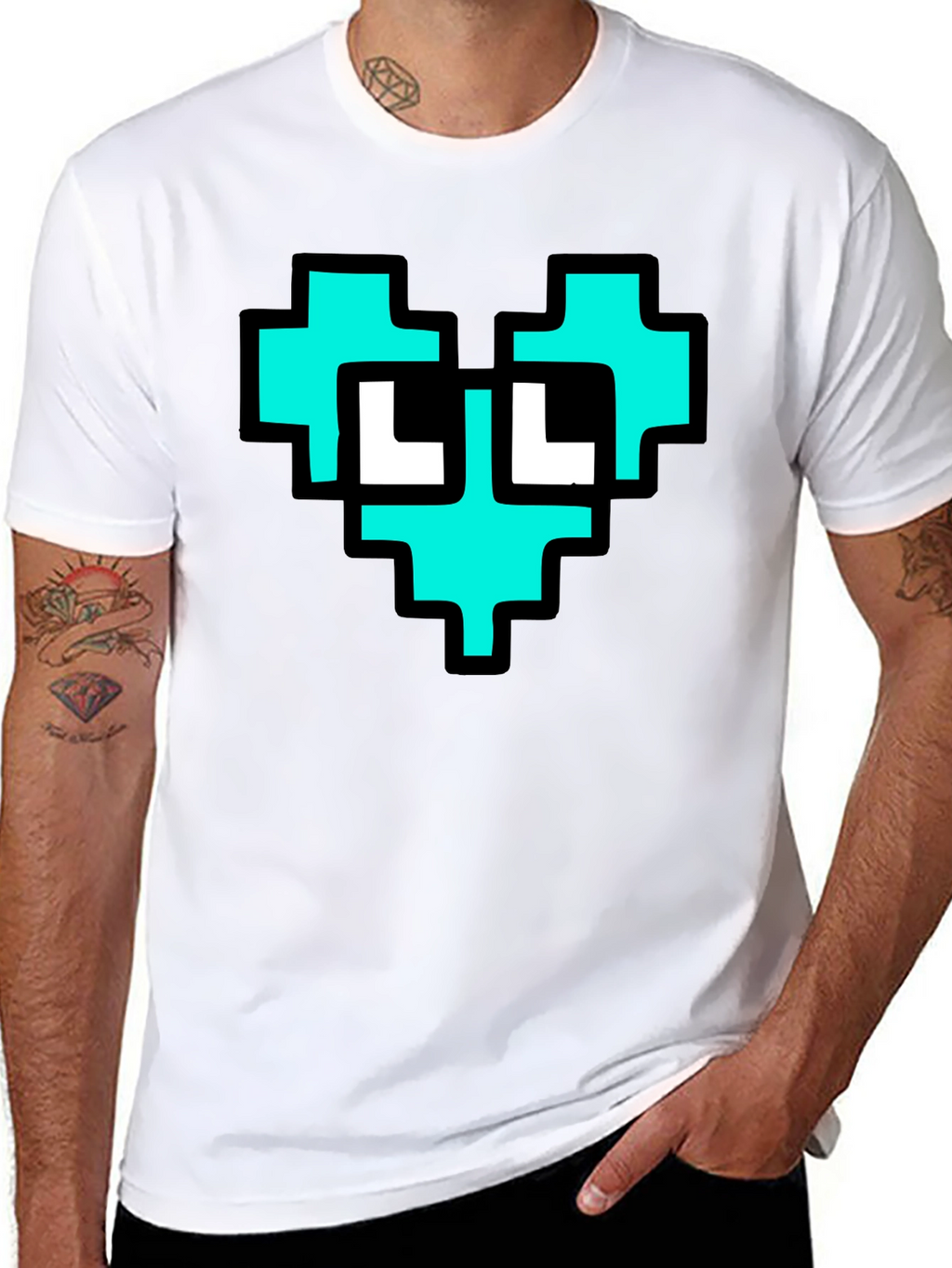 Pixel Heart Graphic T-Shirt - Cool Geeky Design