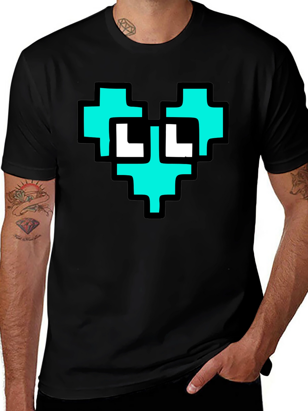 Pixel Heart Graphic T-Shirt - Cool Geeky Design